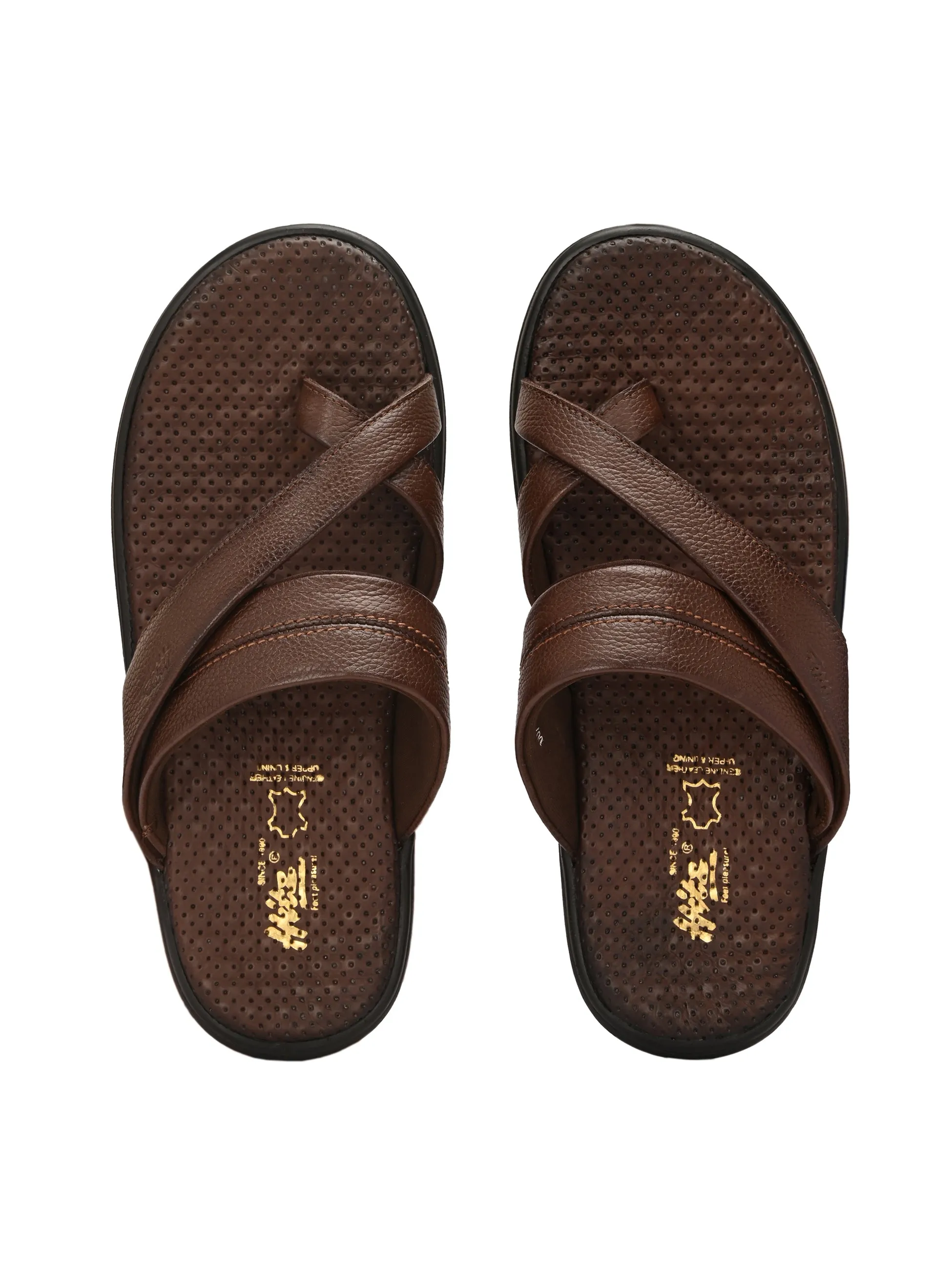 Hitz Men's Tan Leather Casual Slipper