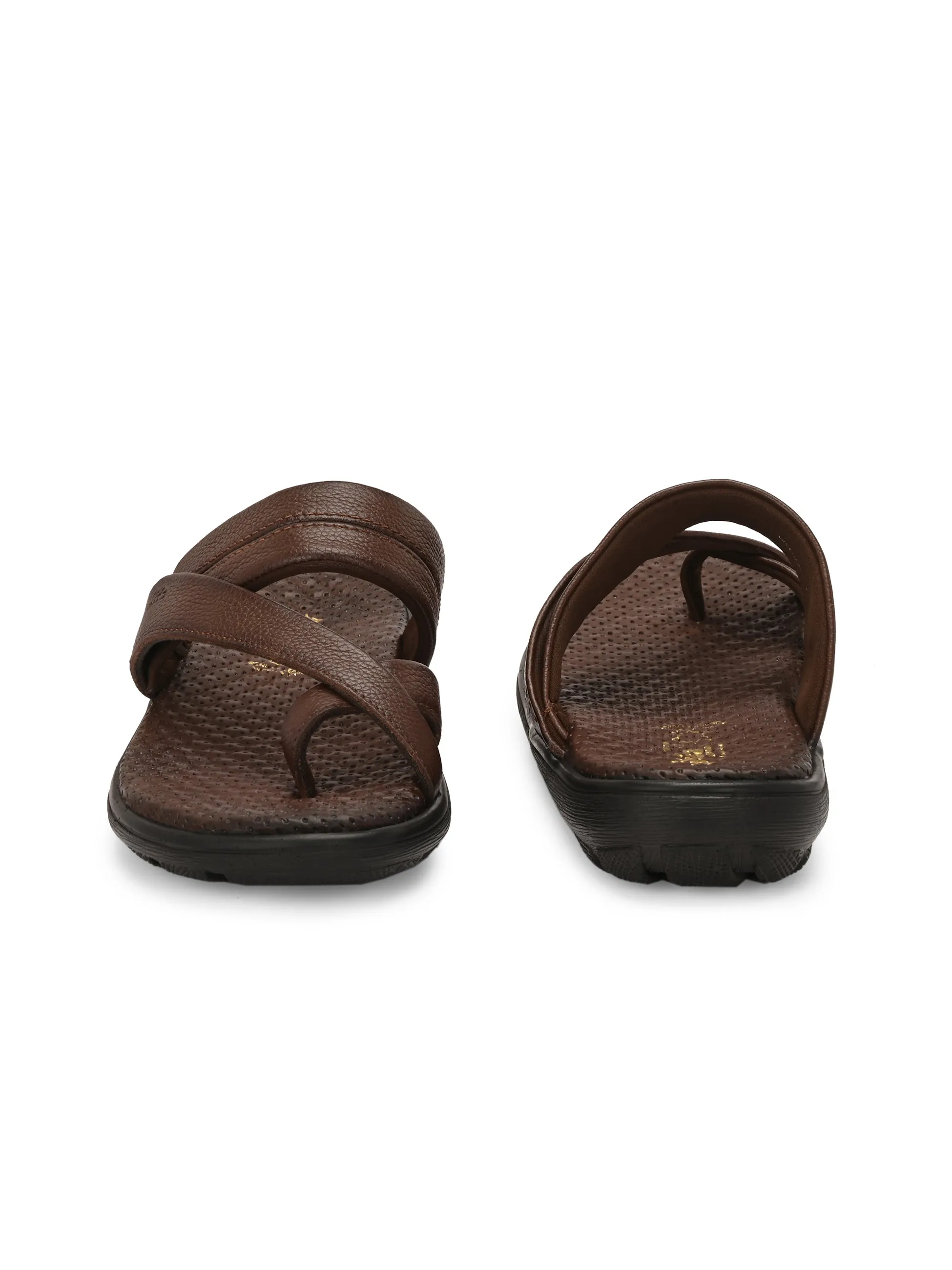 Hitz Men's Tan Leather Casual Slipper
