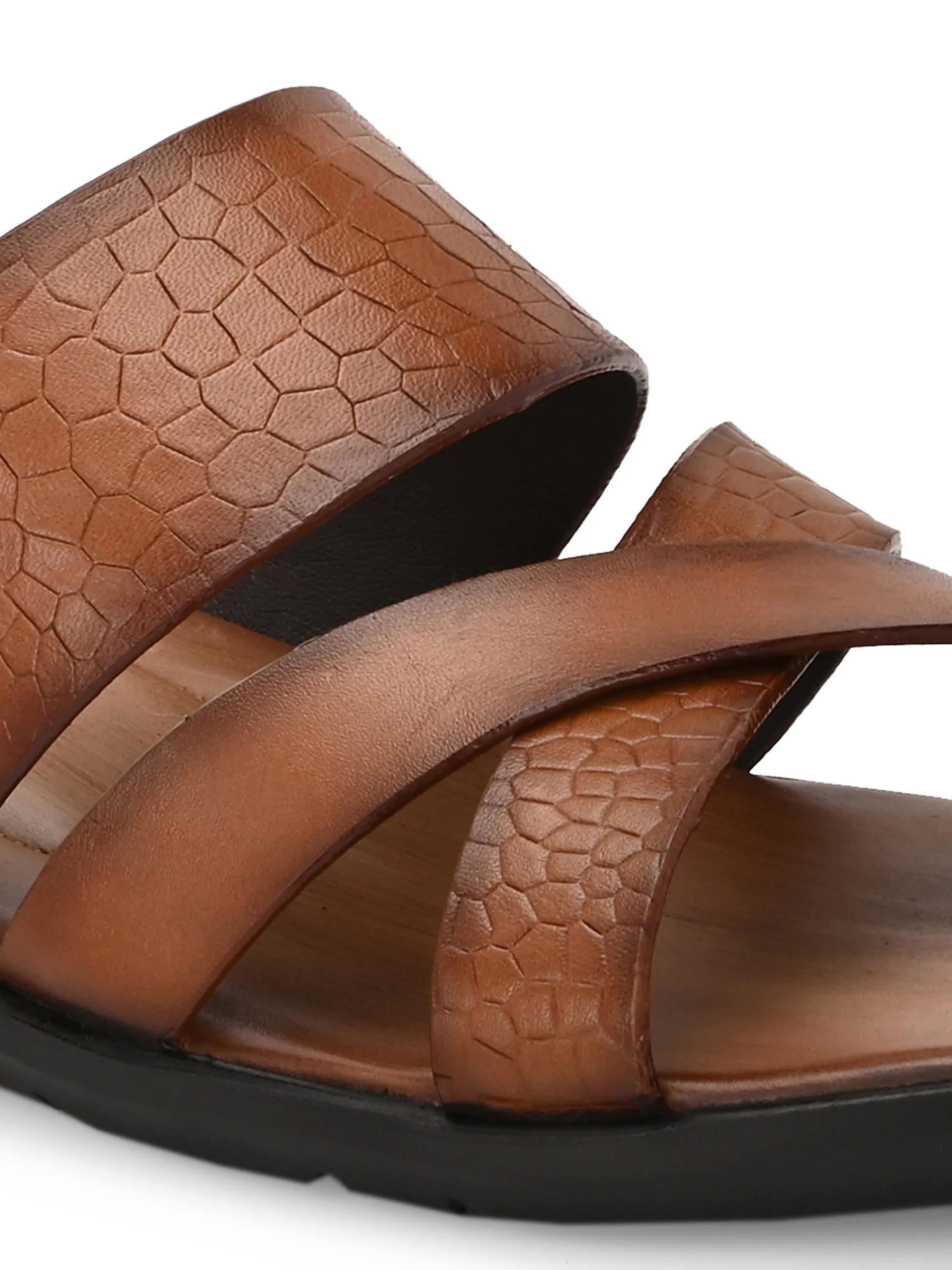 Hitz Men's Tan Leather Casual Slipper
