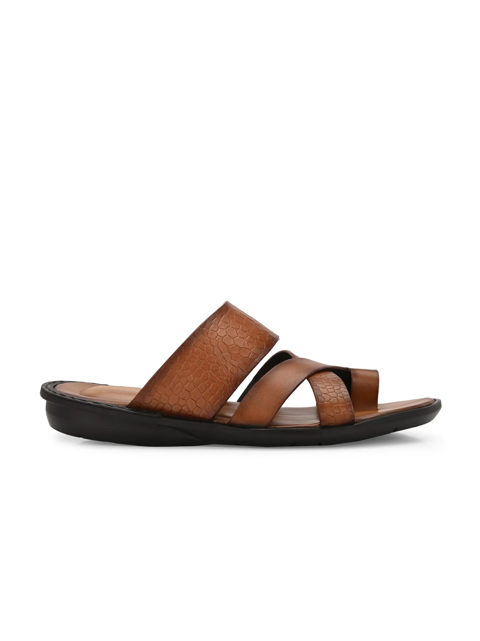 Hitz Men's Tan Leather Casual Slipper