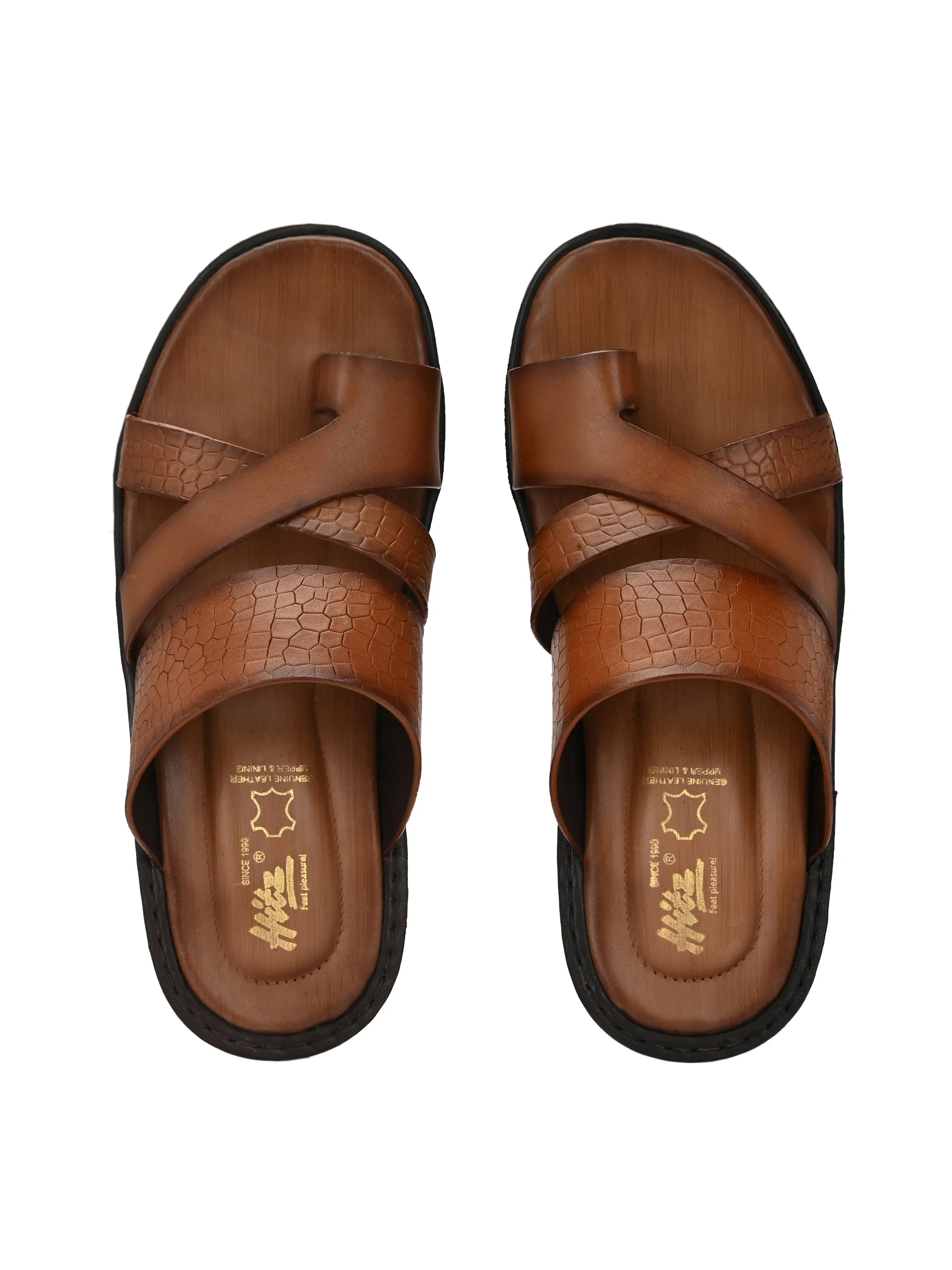 Hitz Men's Tan Leather Casual Slipper