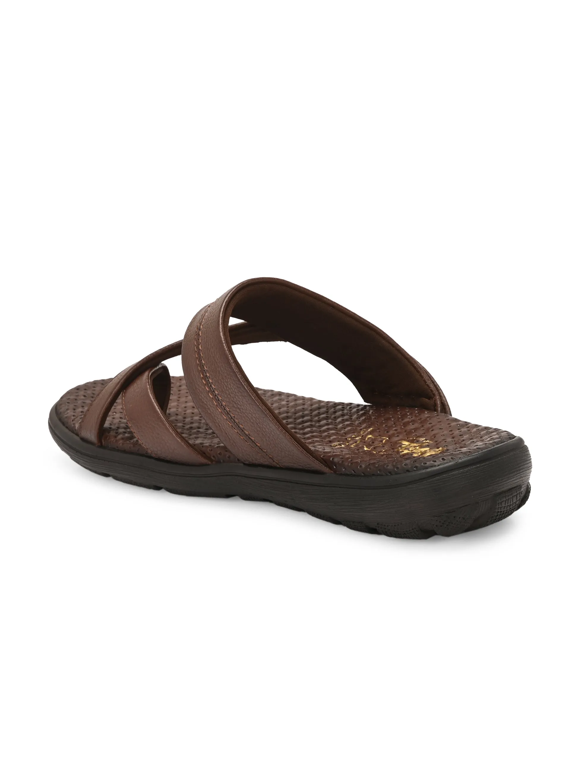 Hitz Men's Tan Leather Casual Slipper
