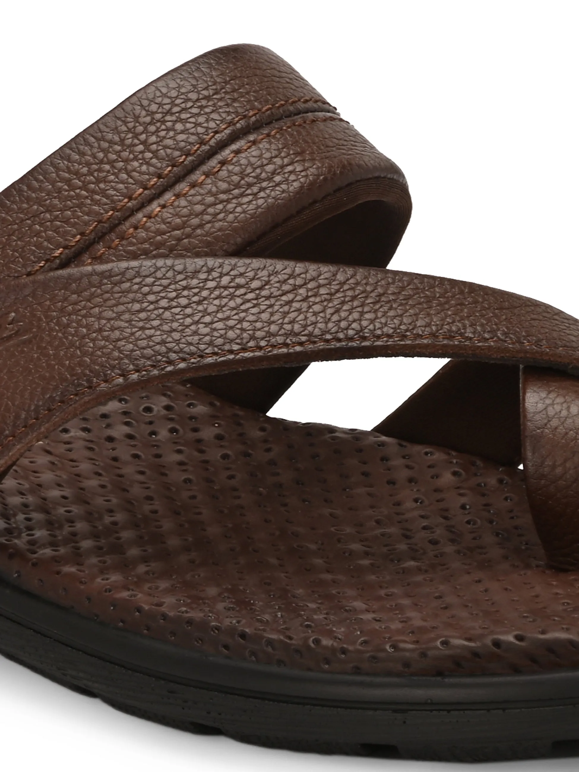Hitz Men's Tan Leather Casual Slipper