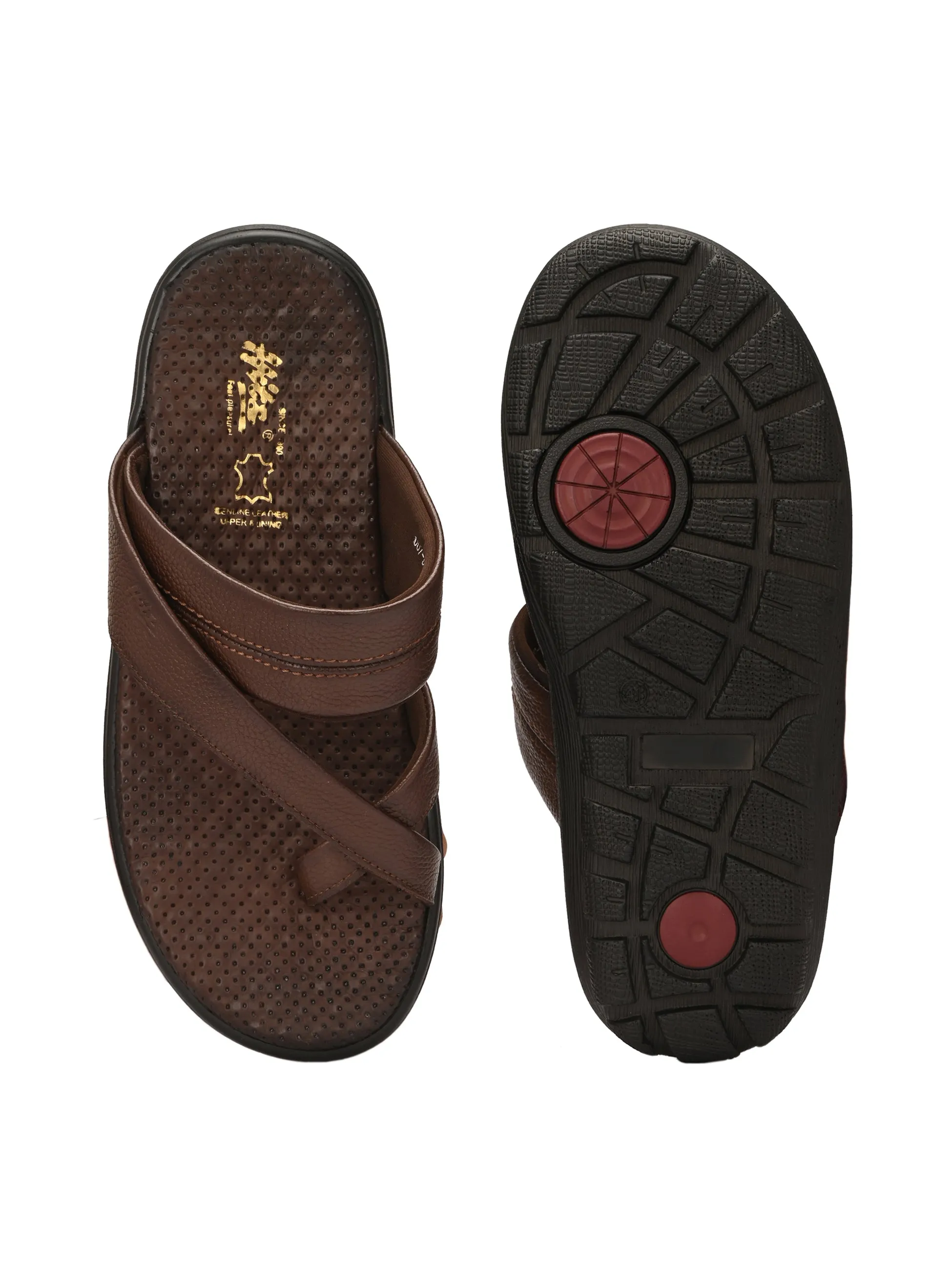 Hitz Men's Tan Leather Casual Slipper
