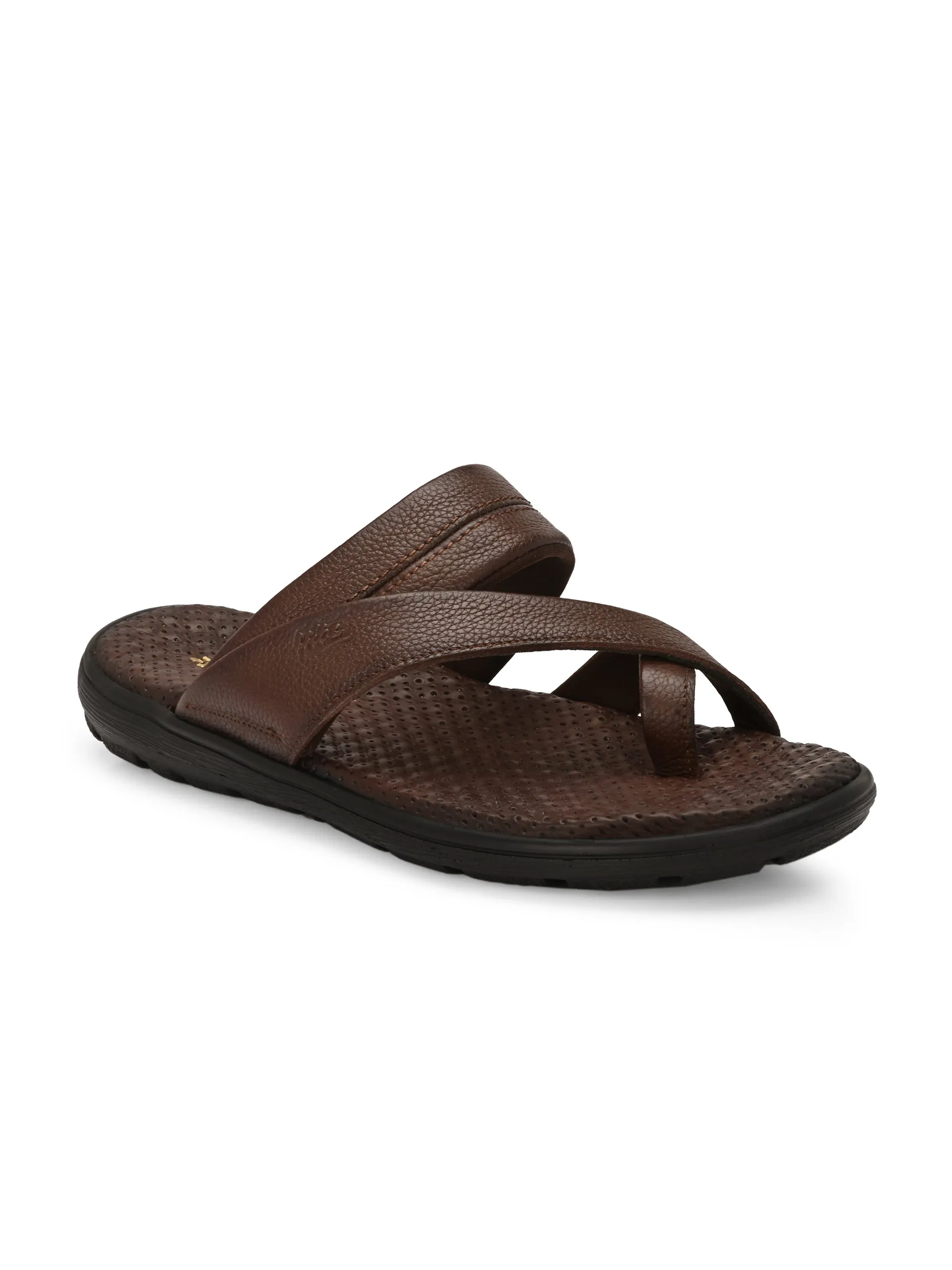 Hitz Men's Tan Leather Casual Slipper