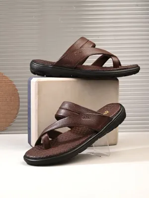 Hitz Men's Tan Leather Casual Slipper
