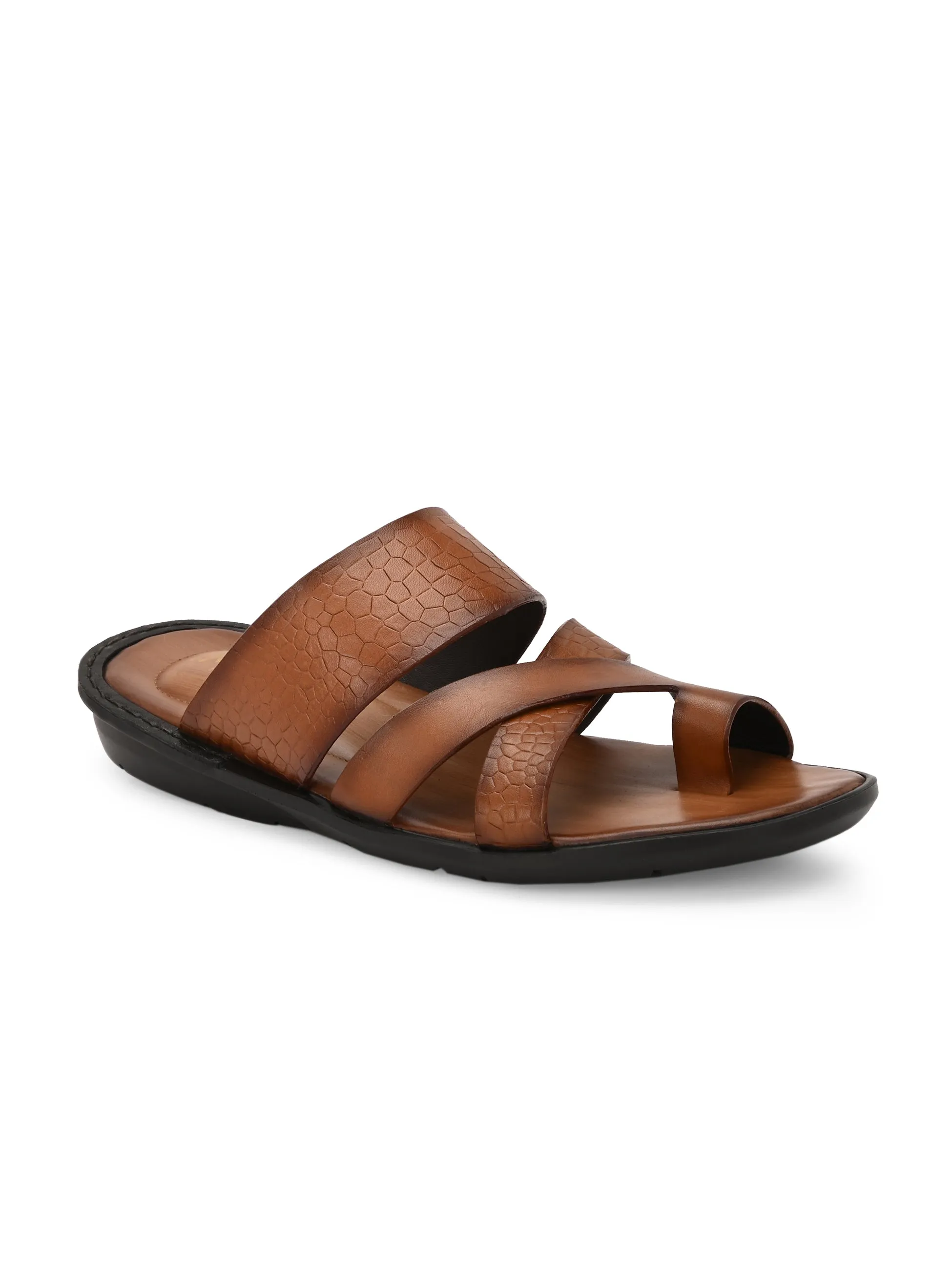 Hitz Men's Tan Leather Casual Slipper