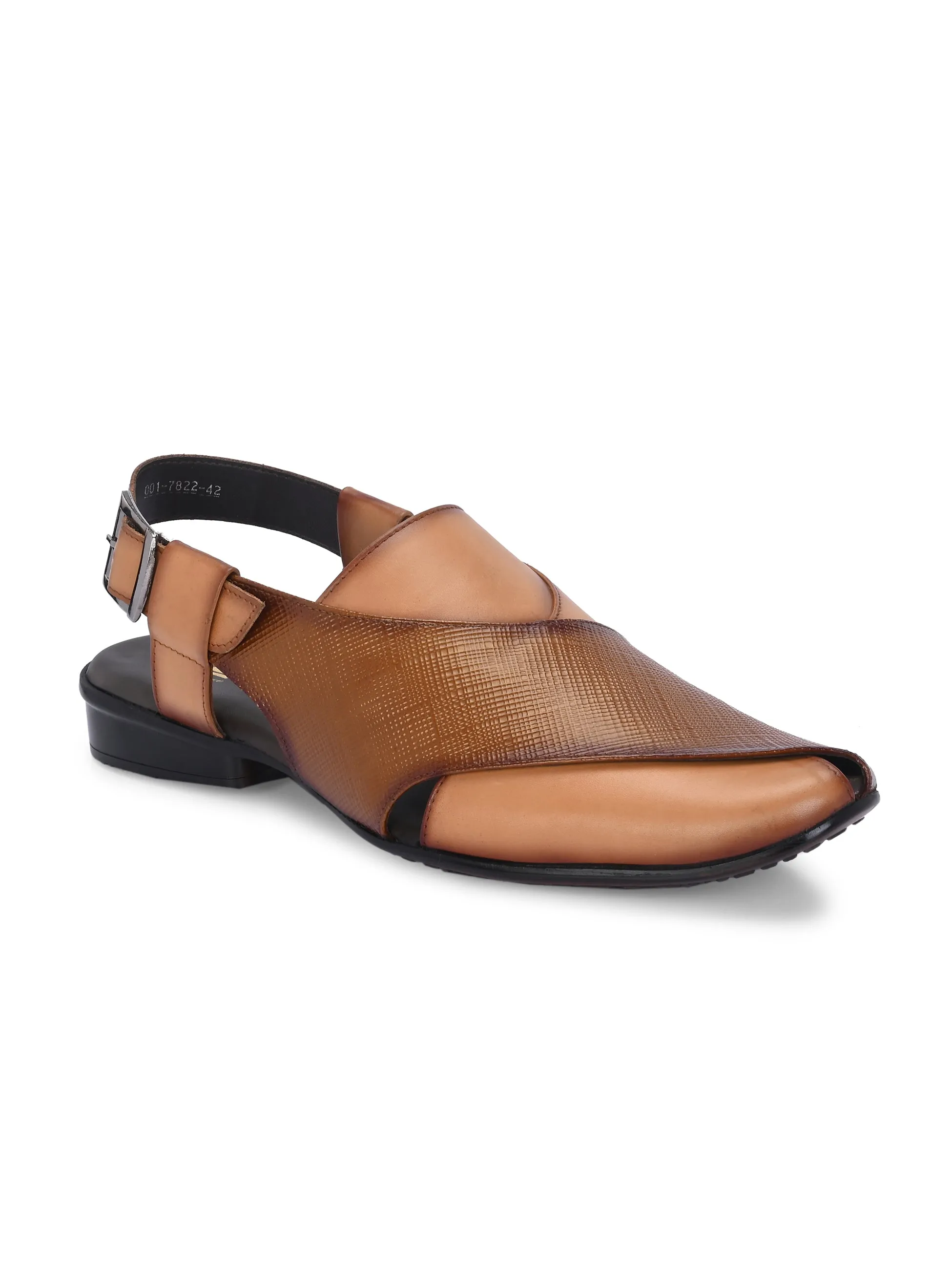 Hitz Men's Tan Leather Daily Wear Sandals