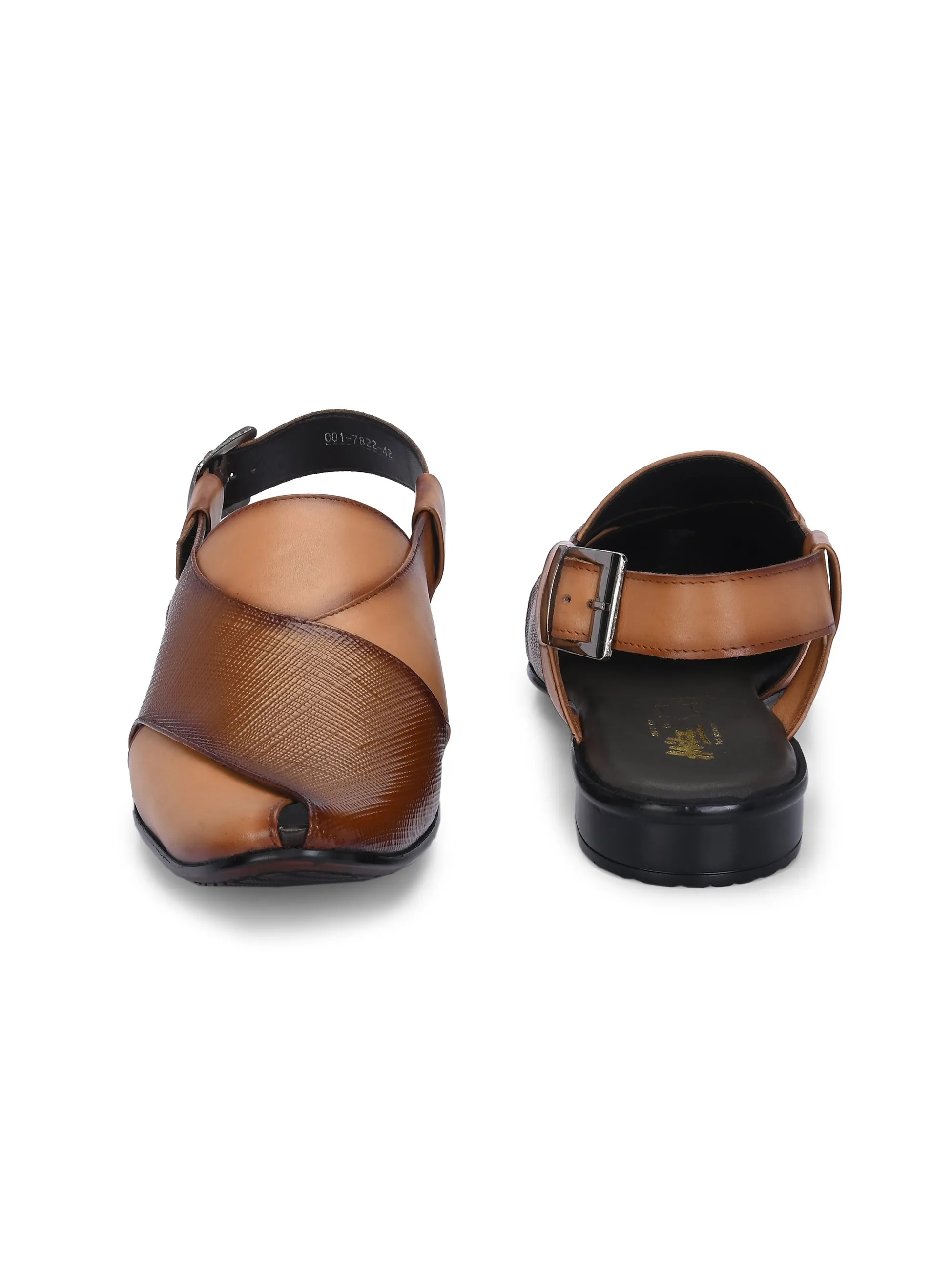 Hitz Men's Tan Leather Daily Wear Sandals