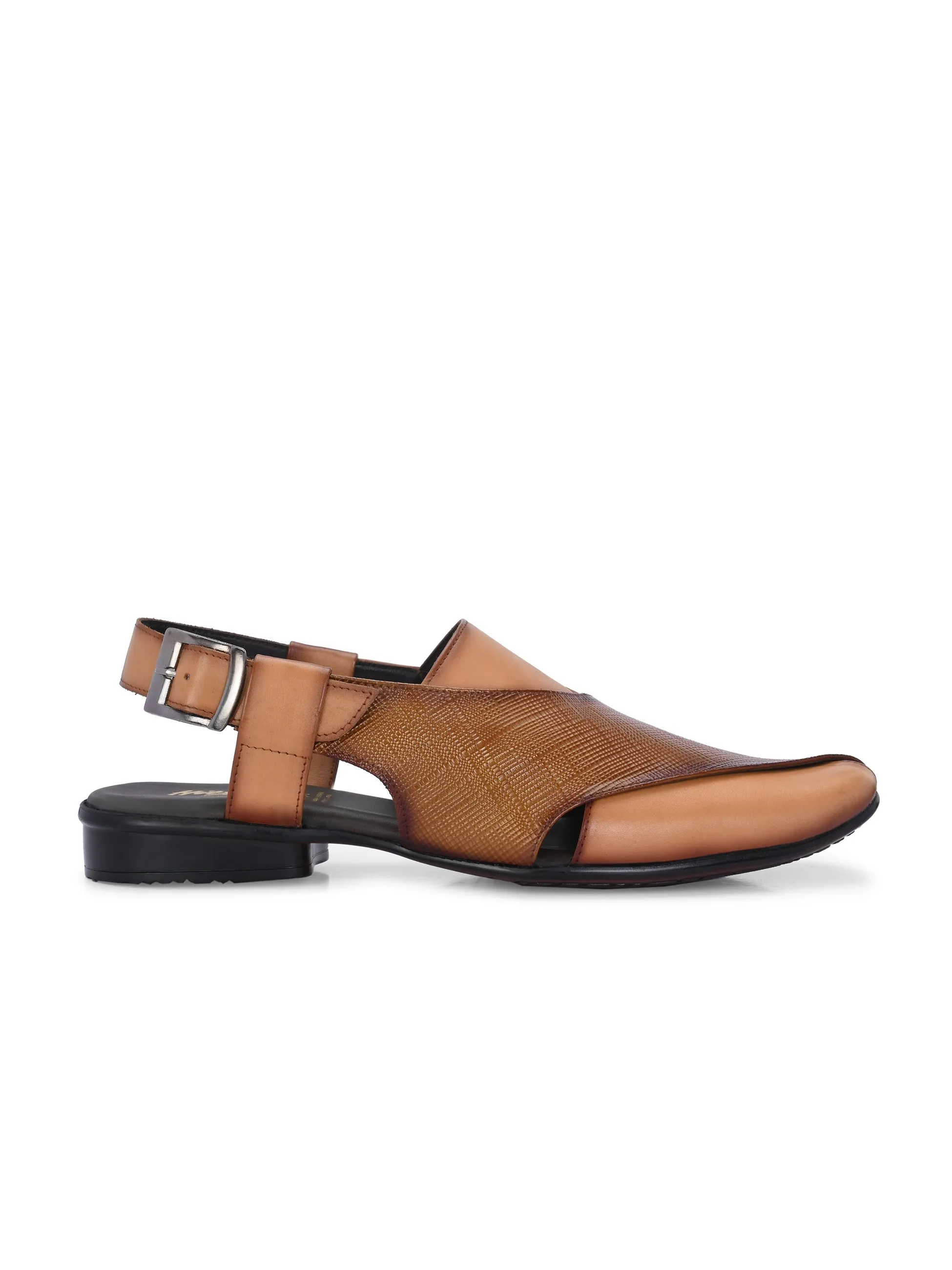 Hitz Men's Tan Leather Daily Wear Sandals