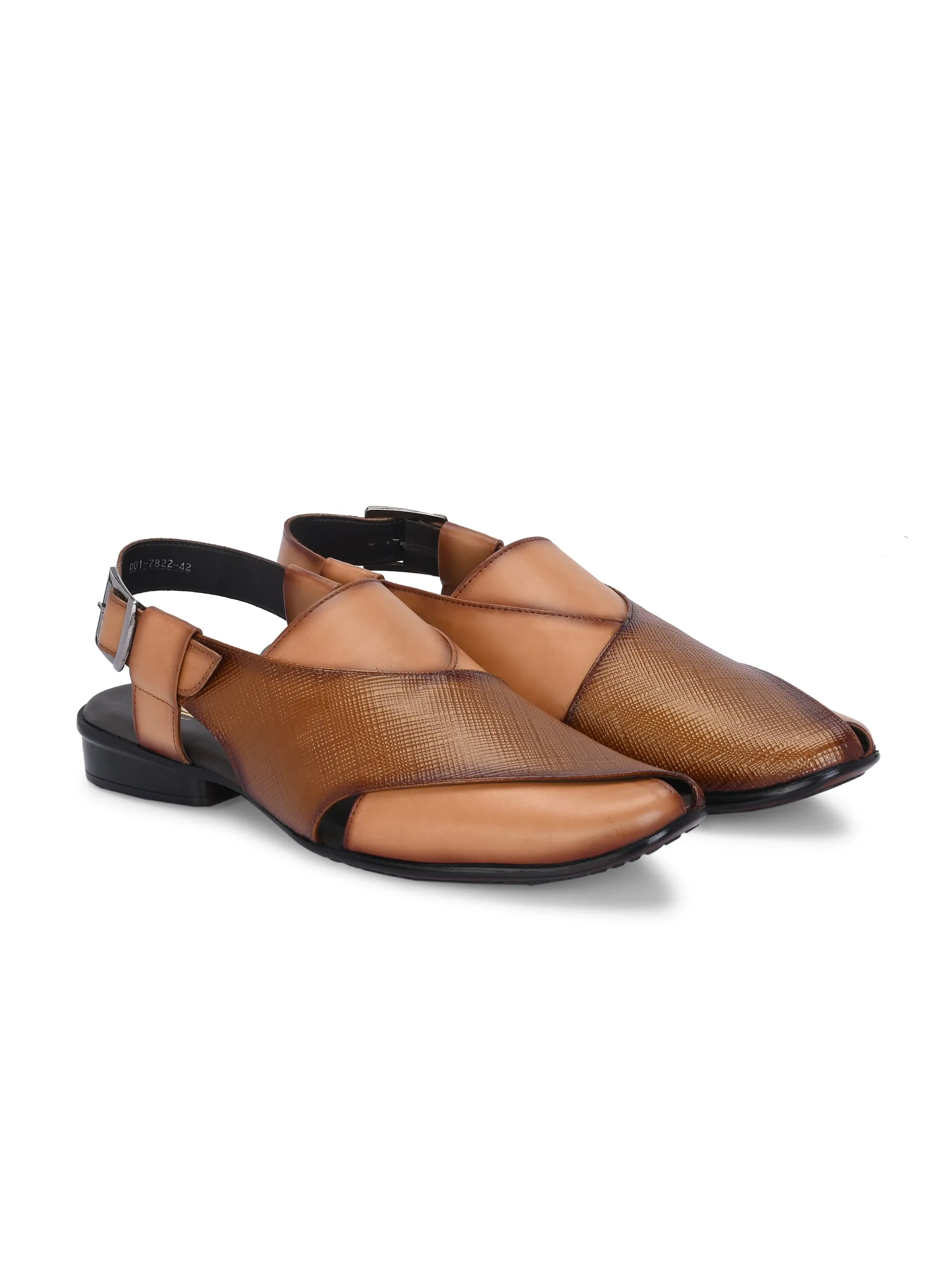 Hitz Men's Tan Leather Daily Wear Sandals