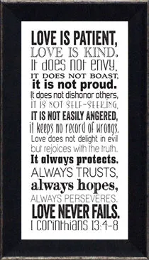 I Corinthians 13: Framed with Glass