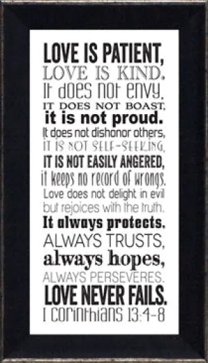 I Corinthians 13: Framed with Glass