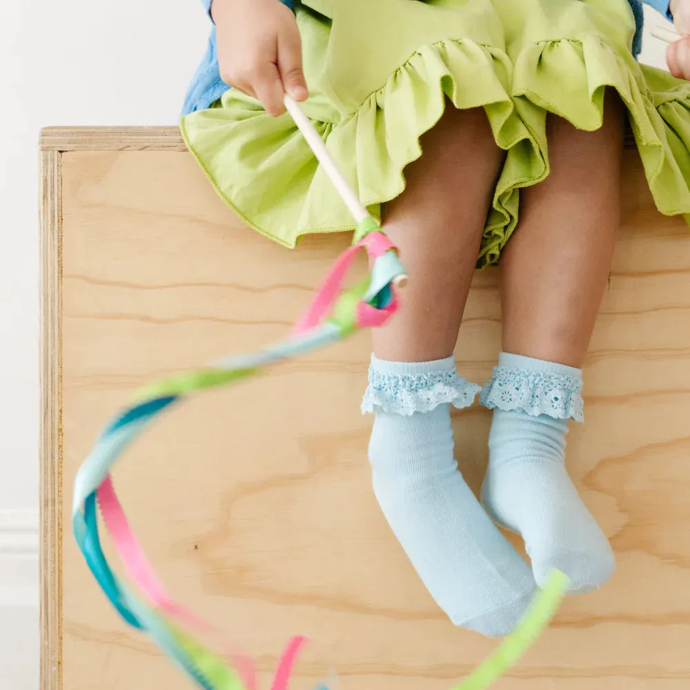 Ice Blue Lace Midi Sock