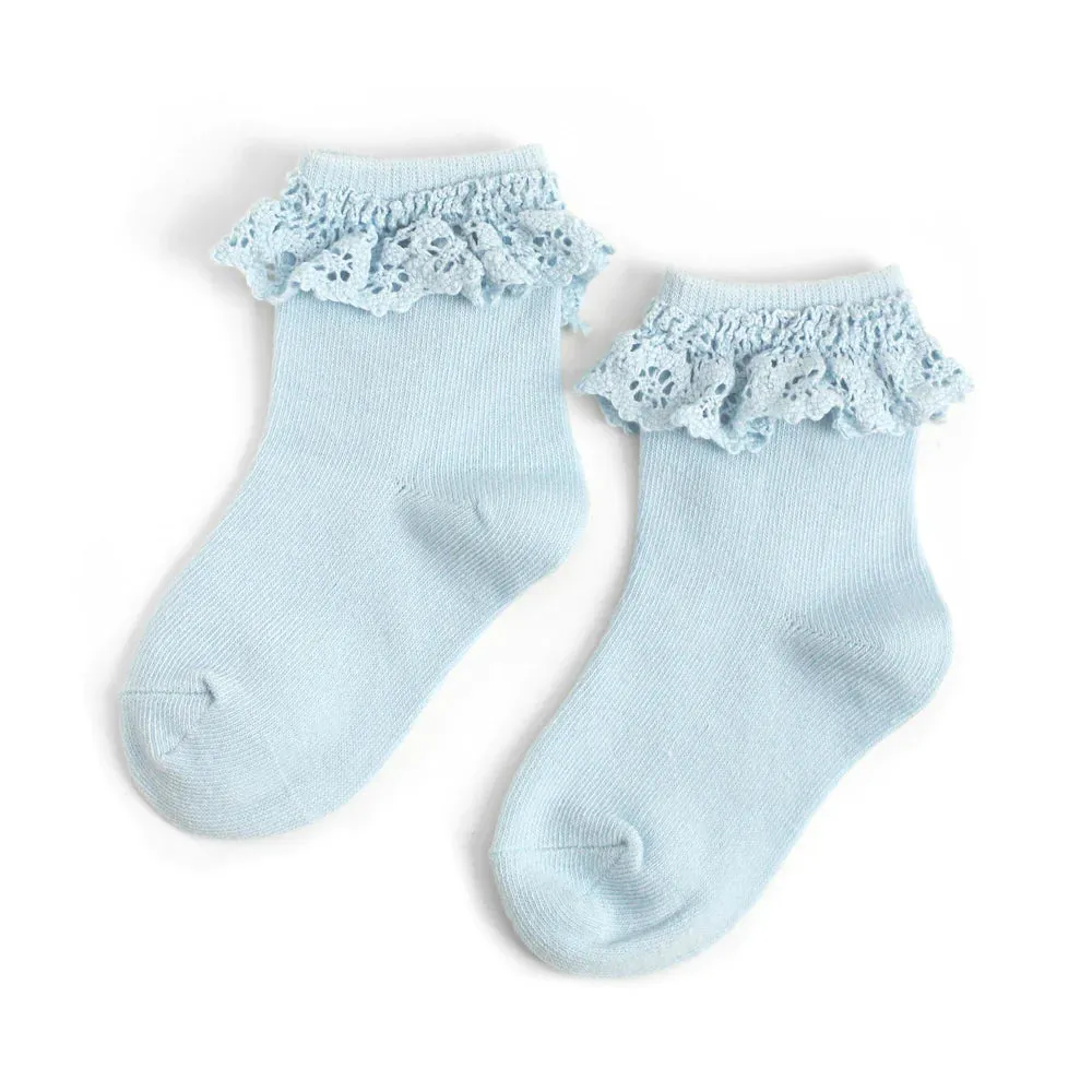 Ice Blue Lace Midi Sock