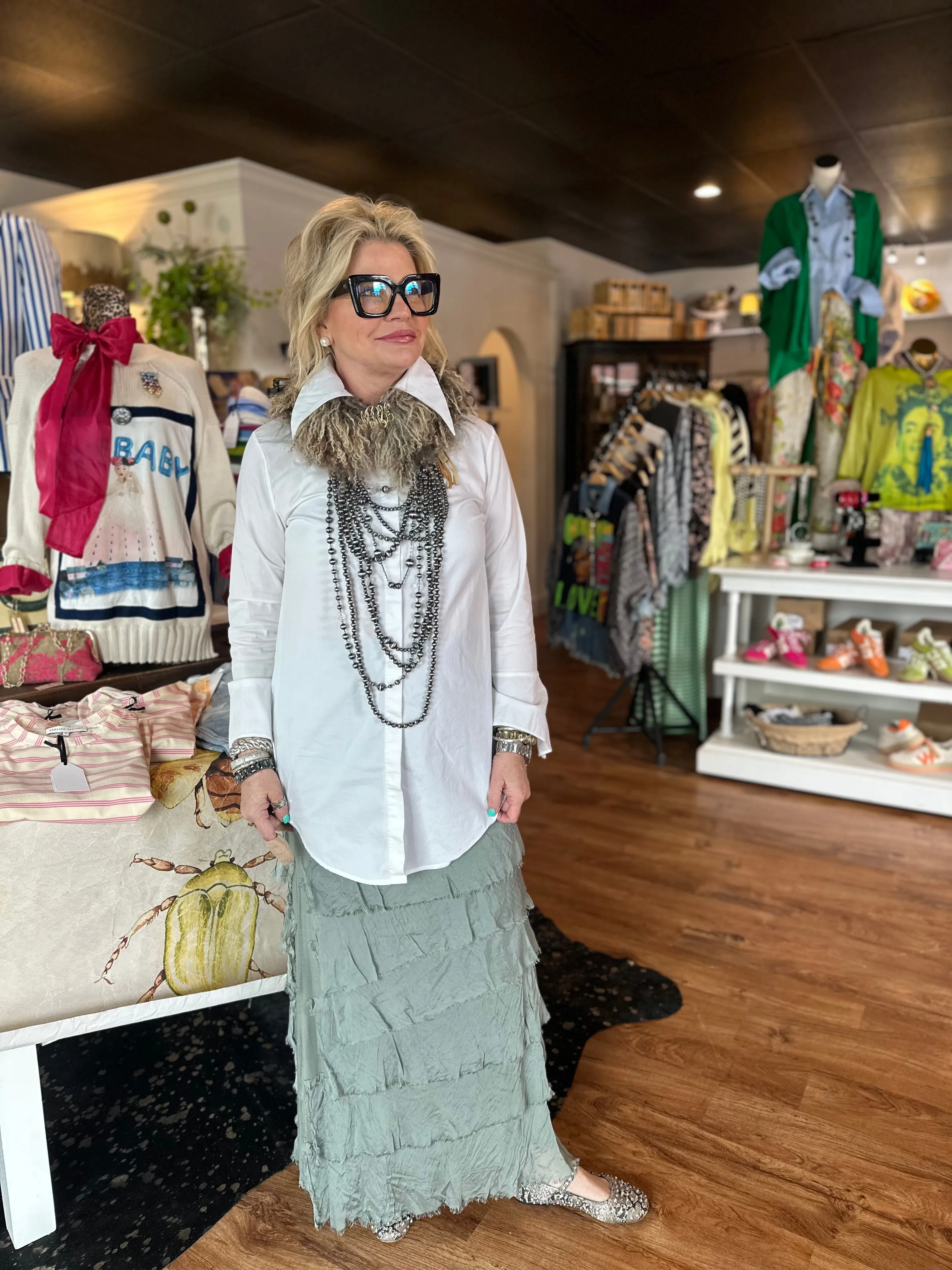 Jersey Layered Skirt in Sage