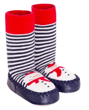 JoJo Maman Bebe Slipper Socks--Snowman