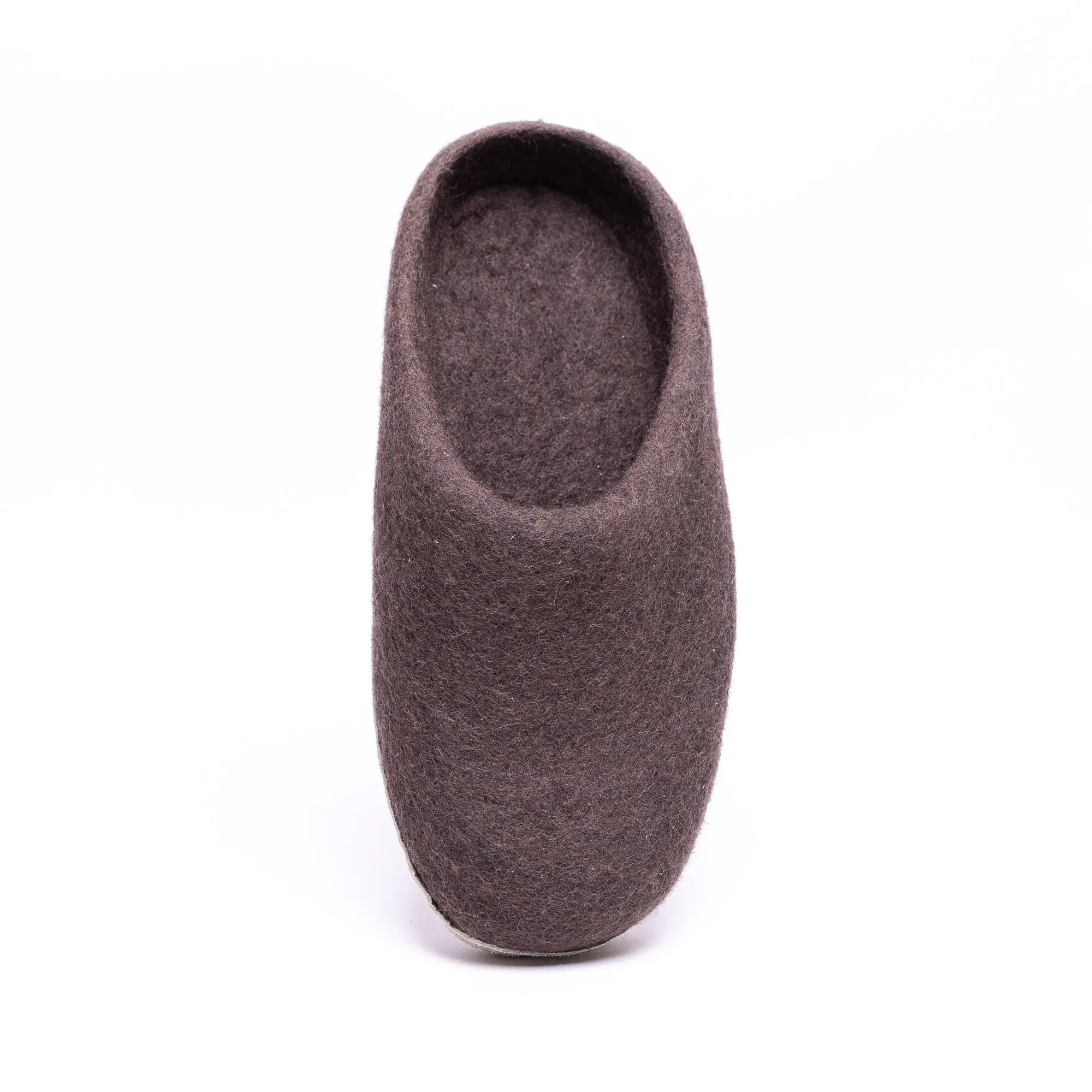 KUUMA – Dark Brown Wool Felt Slippers for Men Handmade, Cozy, Non-Slip