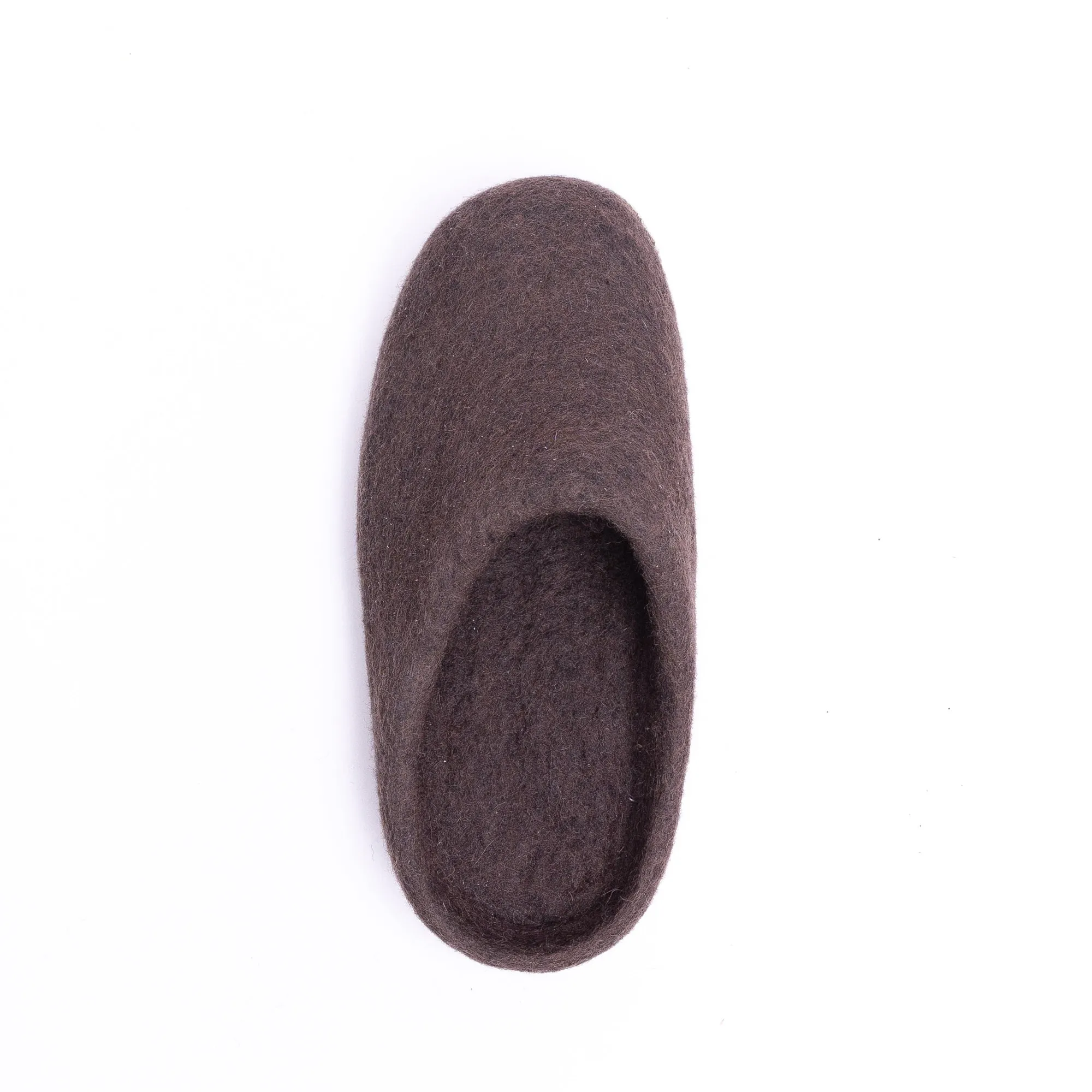 KUUMA – Dark Brown Wool Felt Slippers for Men Handmade, Cozy, Non-Slip