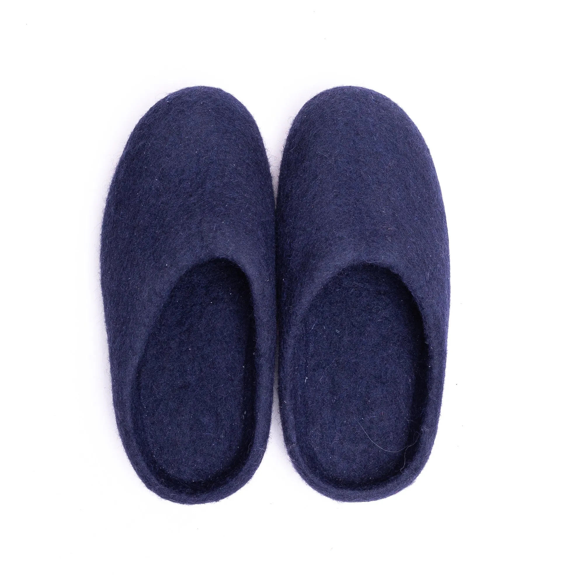 KUUMA – Navy Wool Felt Slippers for Men Handmade, Soft, Non-Slip