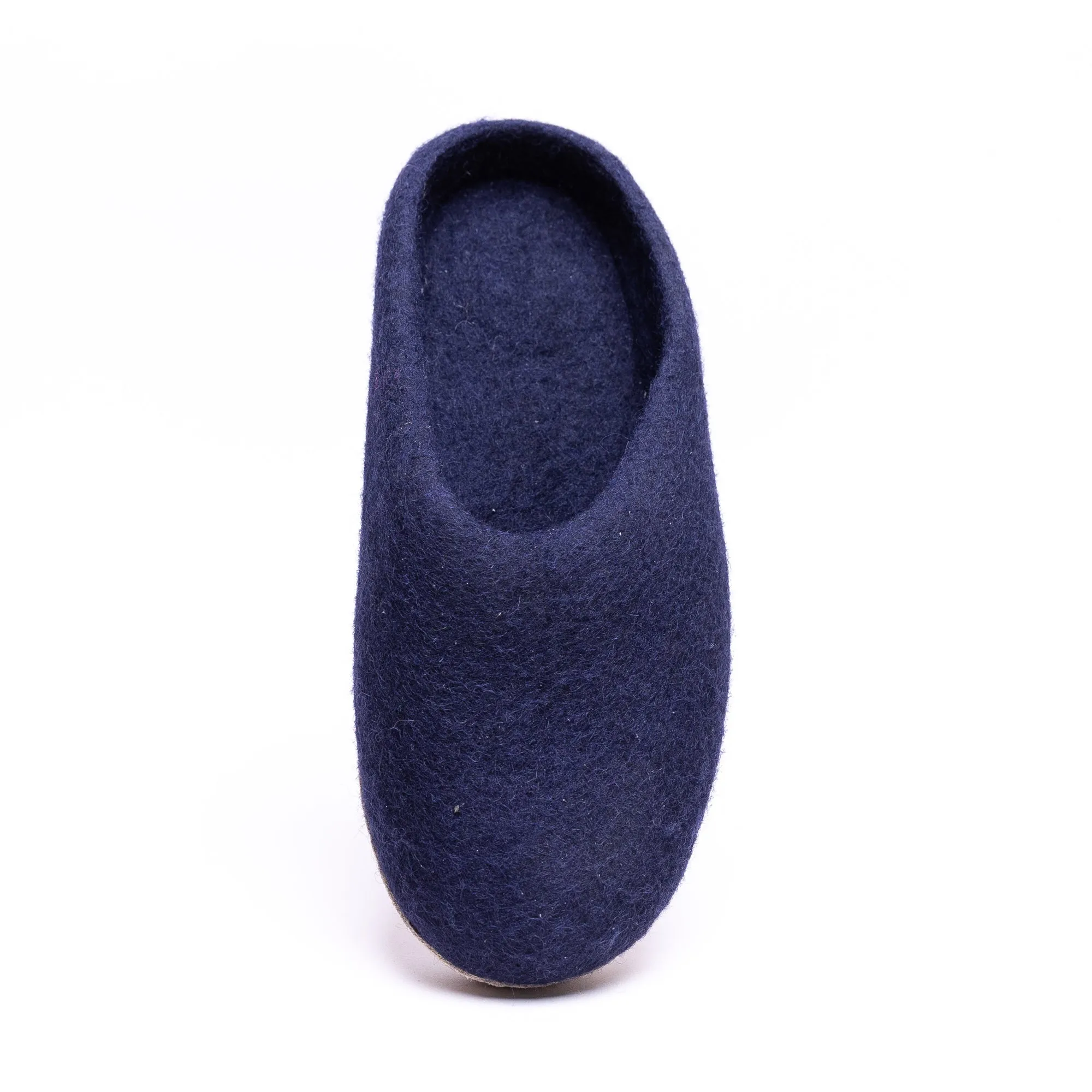 KUUMA – Navy Wool Felt Slippers for Men Handmade, Soft, Non-Slip