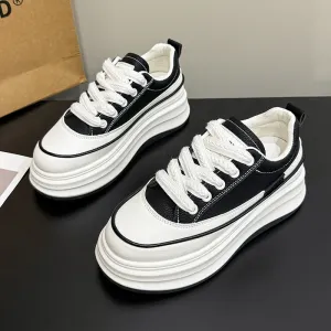 Lace-Up Contrast Platform Sneakers