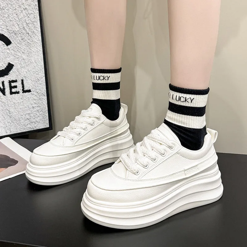 Lace-Up Contrast Platform Sneakers