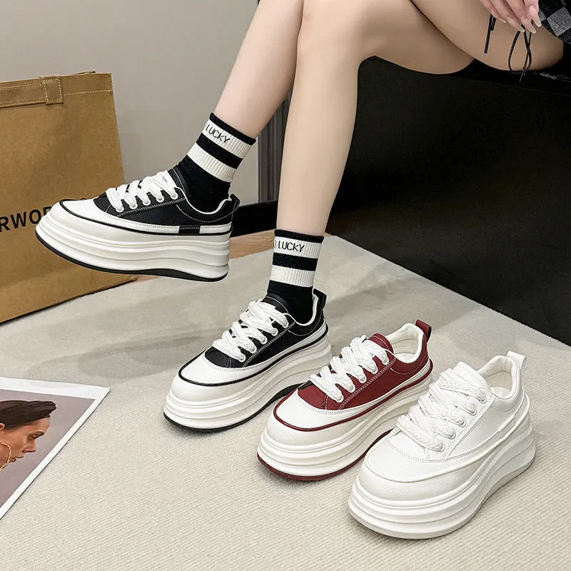 Lace-Up Contrast Platform Sneakers