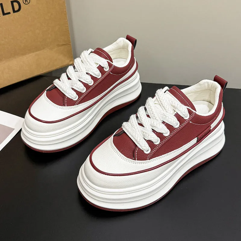 Lace-Up Contrast Platform Sneakers