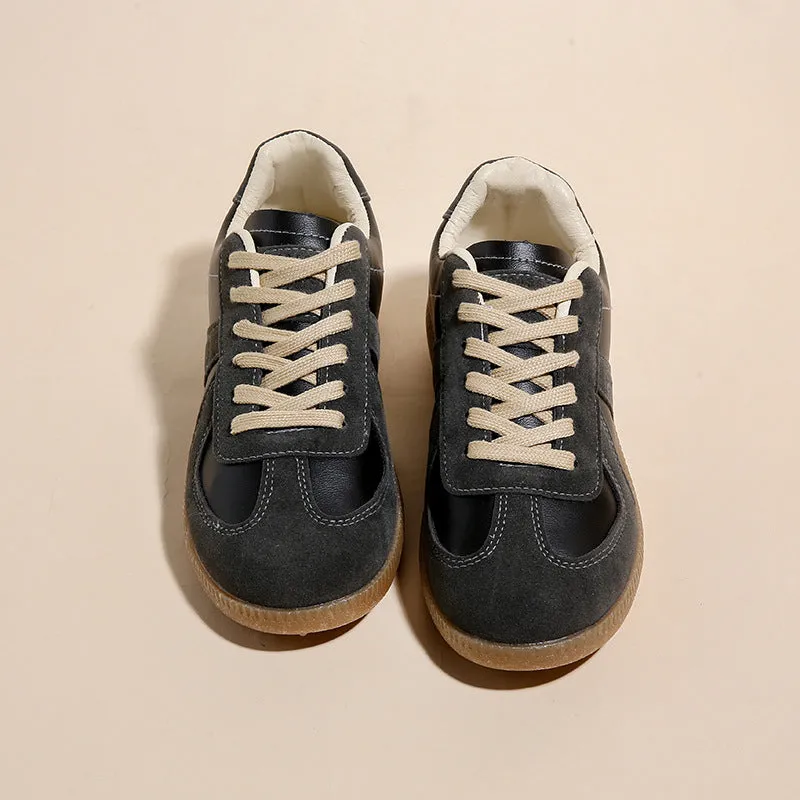 Lace Up Round Toe Flat Sneakers
