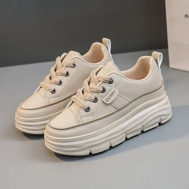 Lace Up Round Toe Platform Sneakers