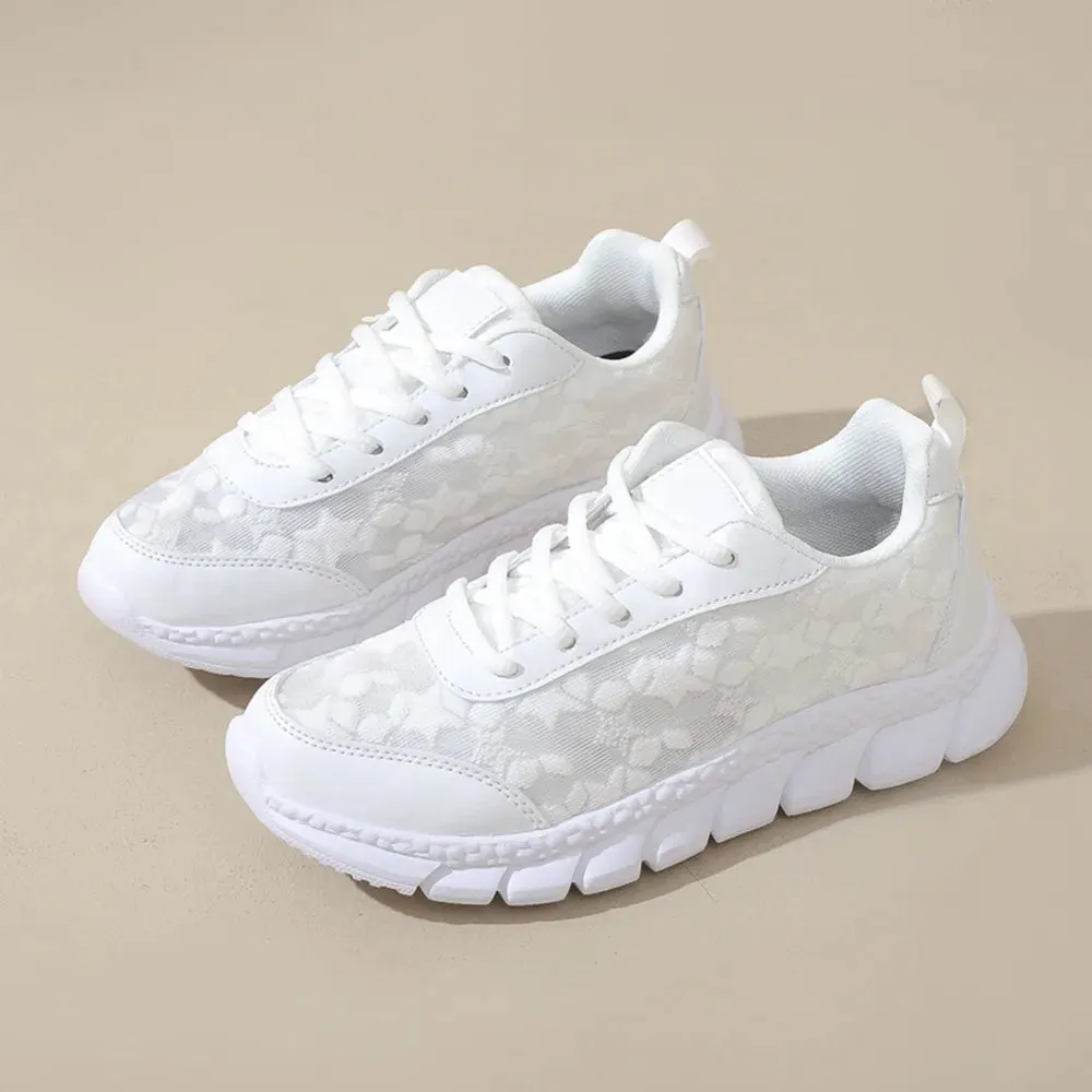 Lace Up Round Toe Star Mesh Athletic