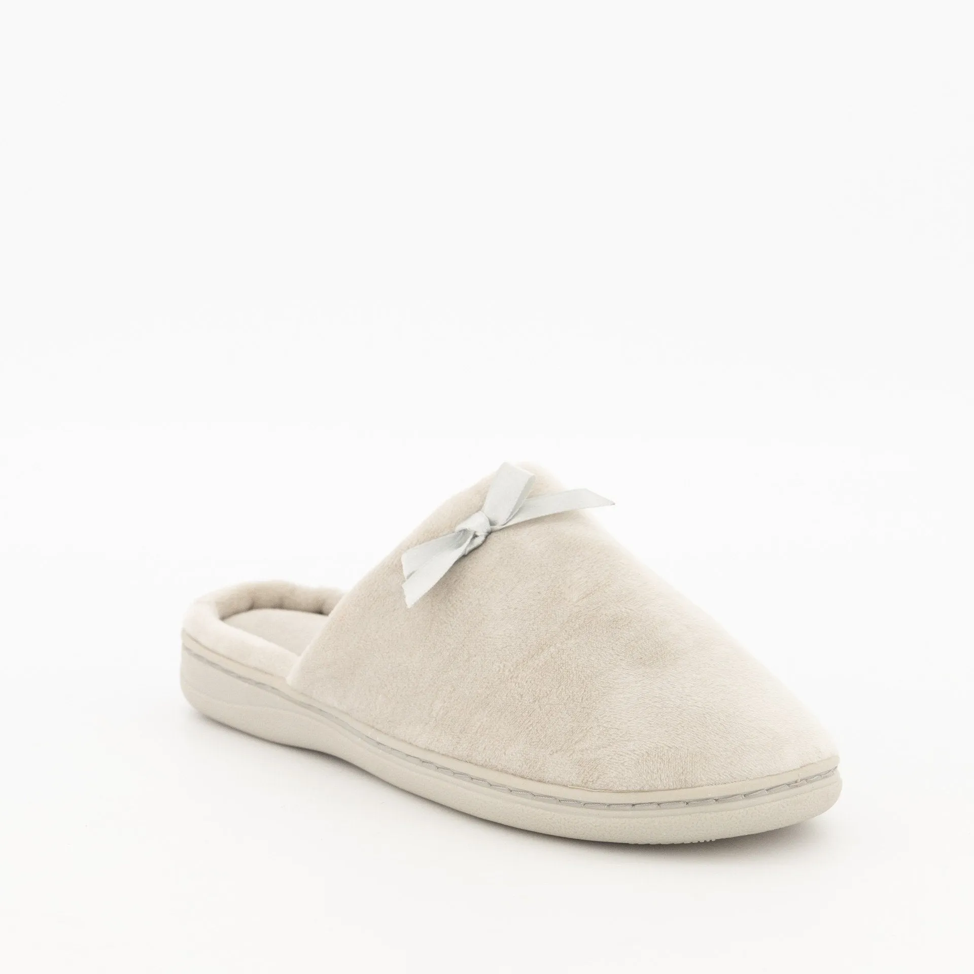 Ladies Buket Cow Closed-Toe Slipper - Taupe