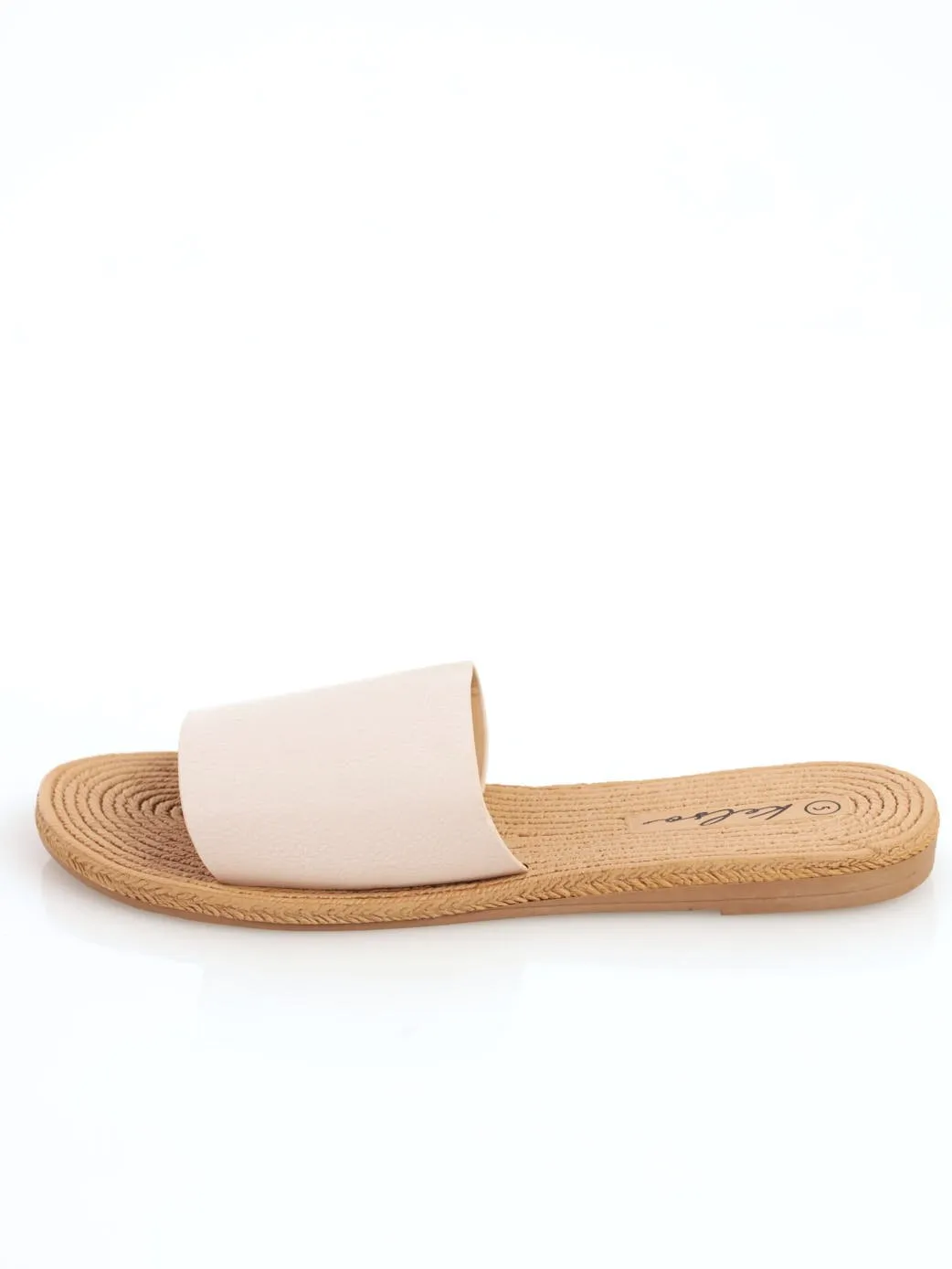 Ladies Textured Two-Toned Moulded Mule Sandal - Light Stone