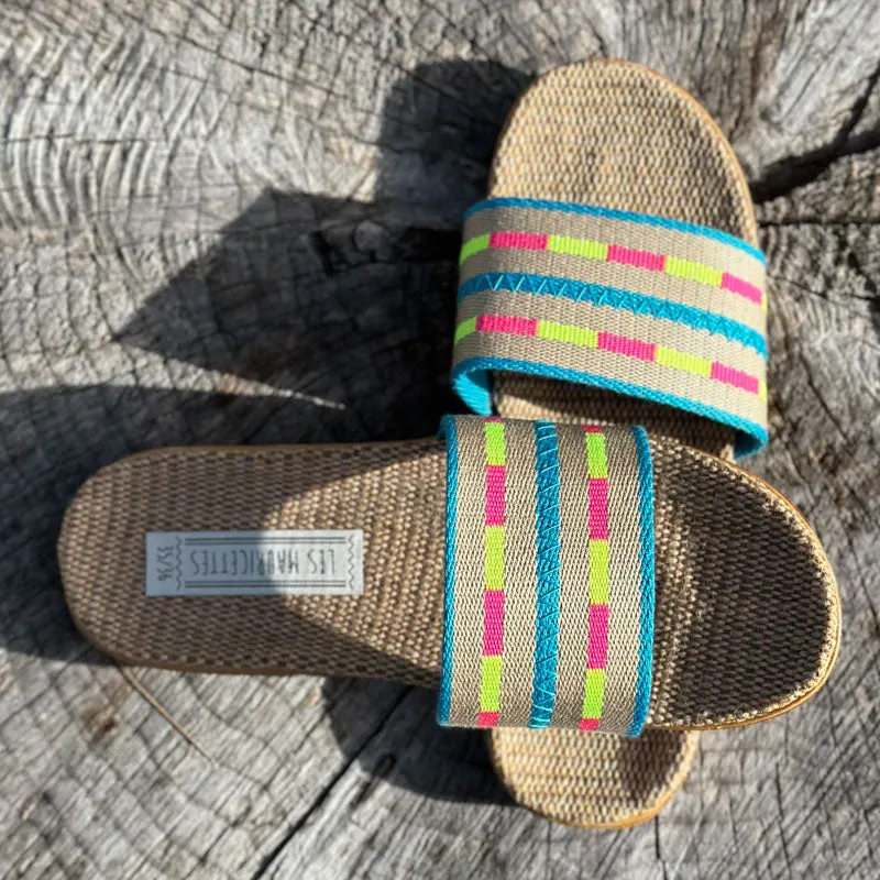 LES MAURICETTES Nicole Sandals in Pink/Yellow