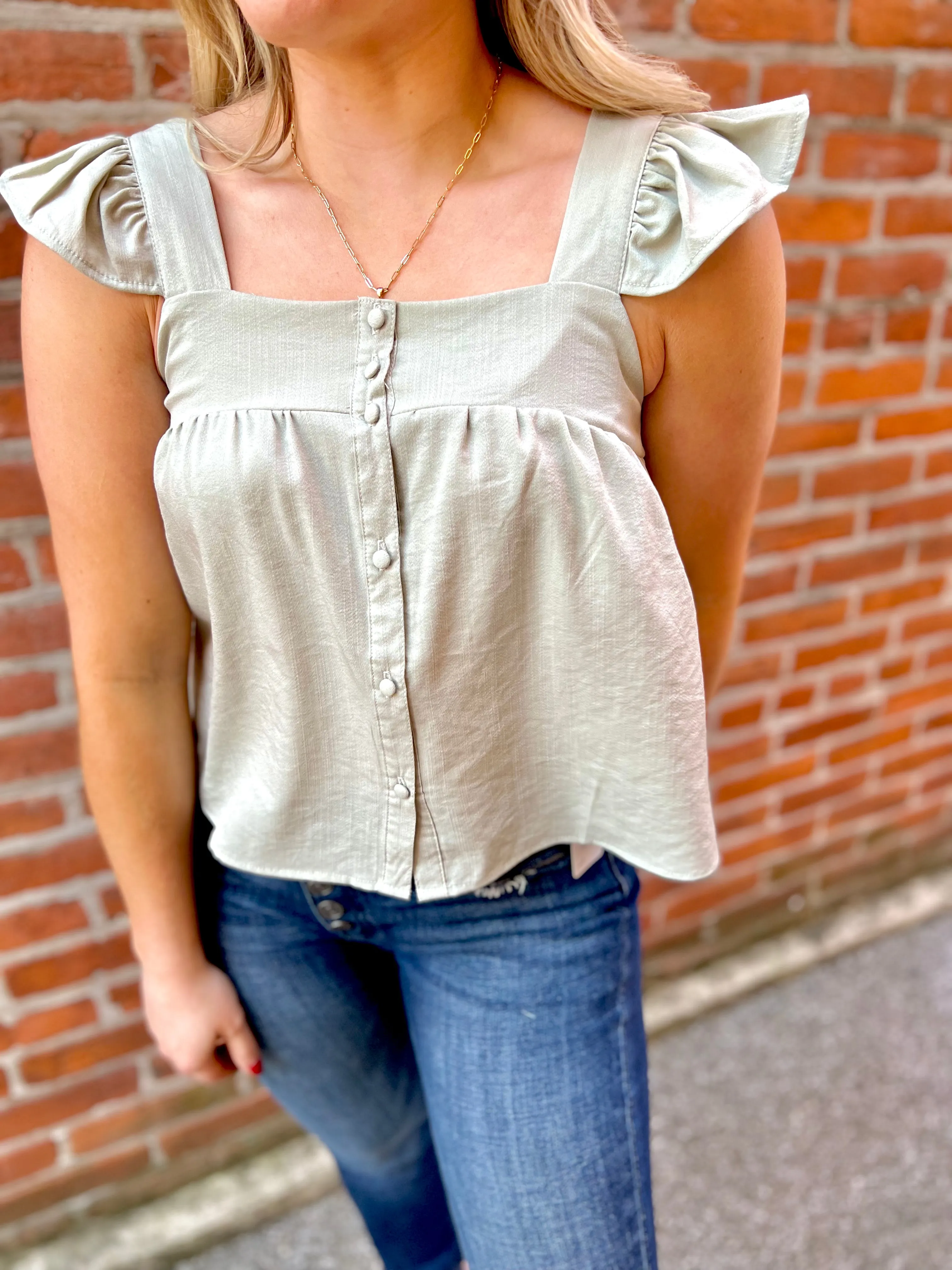 Light Green Flutter Sleeve Tank