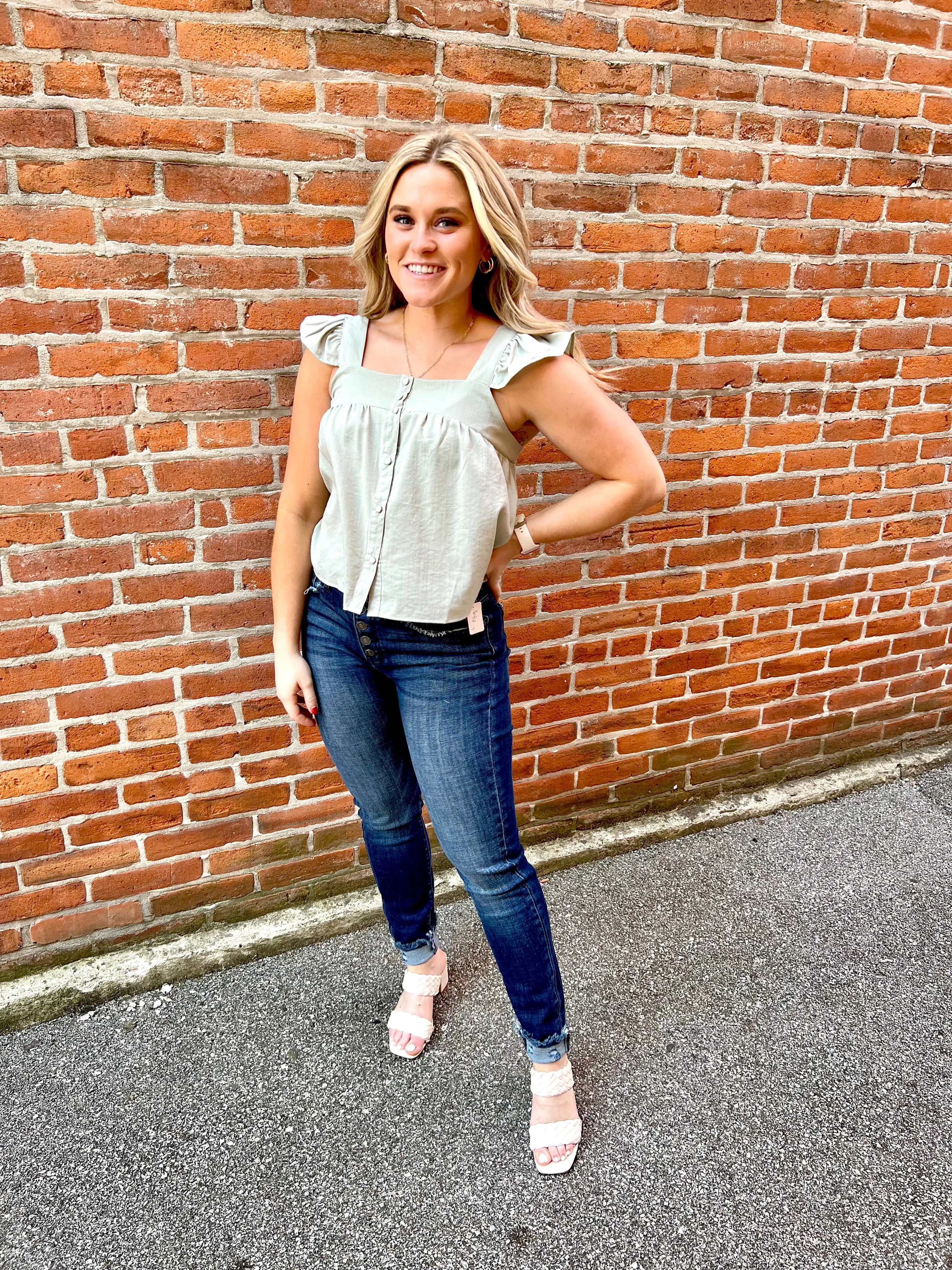 Light Green Flutter Sleeve Tank