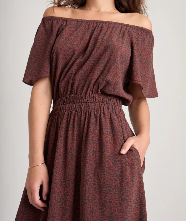 Marine Layer Charlotte Midi Dress in Deep Cheetah