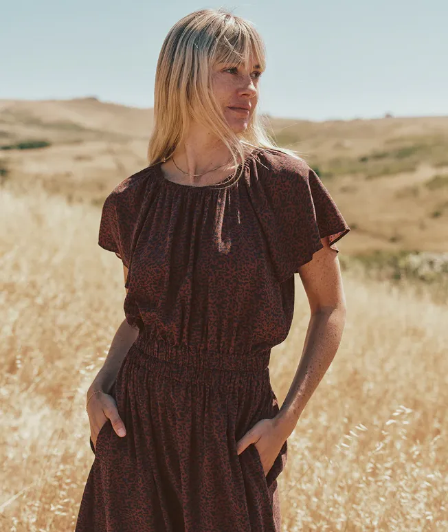 Marine Layer Charlotte Midi Dress in Deep Cheetah