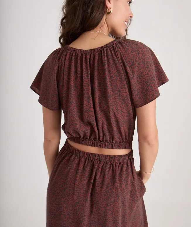 Marine Layer Charlotte Midi Dress in Deep Cheetah