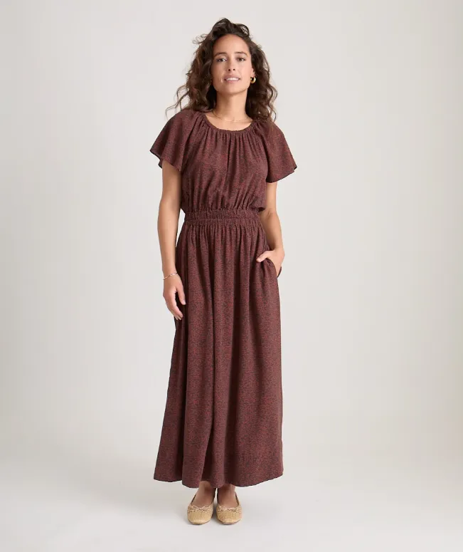 Marine Layer Charlotte Midi Dress in Deep Cheetah