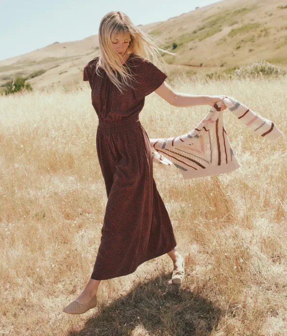 Marine Layer Charlotte Midi Dress in Deep Cheetah