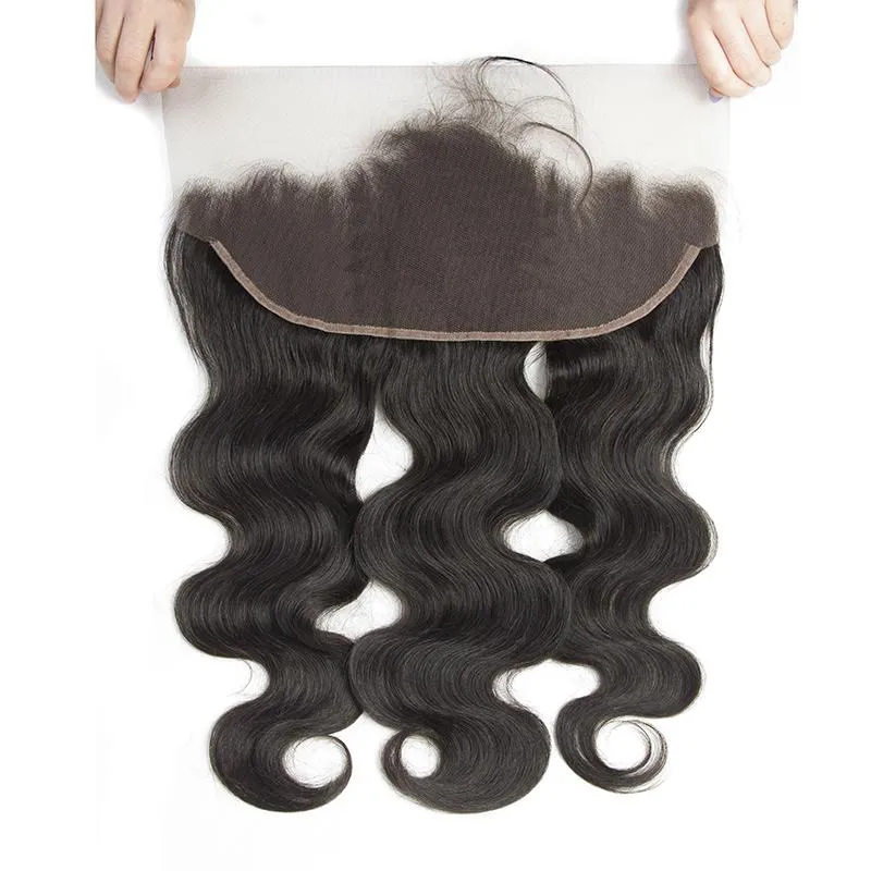 Modern Show Pre Plucked HD Transparent 13x6 Lace Frontal Closure With Baby Hair Black Peruvian Remy Human Hair Body Wave Frontal