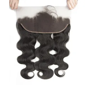 Modern Show Pre Plucked HD Transparent 13x6 Lace Frontal Closure With Baby Hair Black Peruvian Remy Human Hair Body Wave Frontal