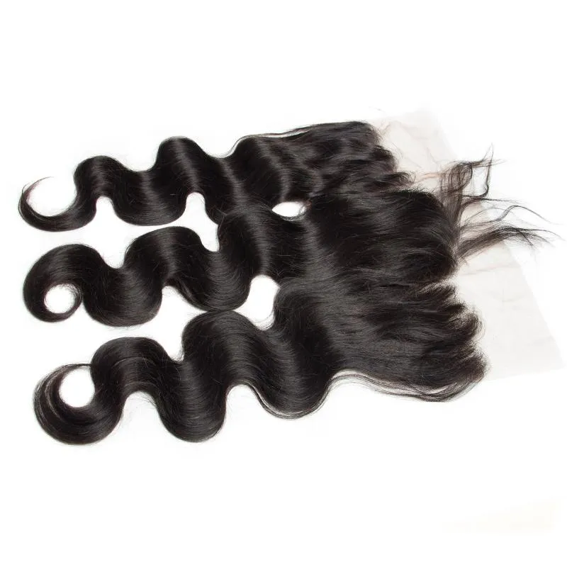Modern Show Pre Plucked HD Transparent 13x6 Lace Frontal Closure With Baby Hair Black Peruvian Remy Human Hair Body Wave Frontal