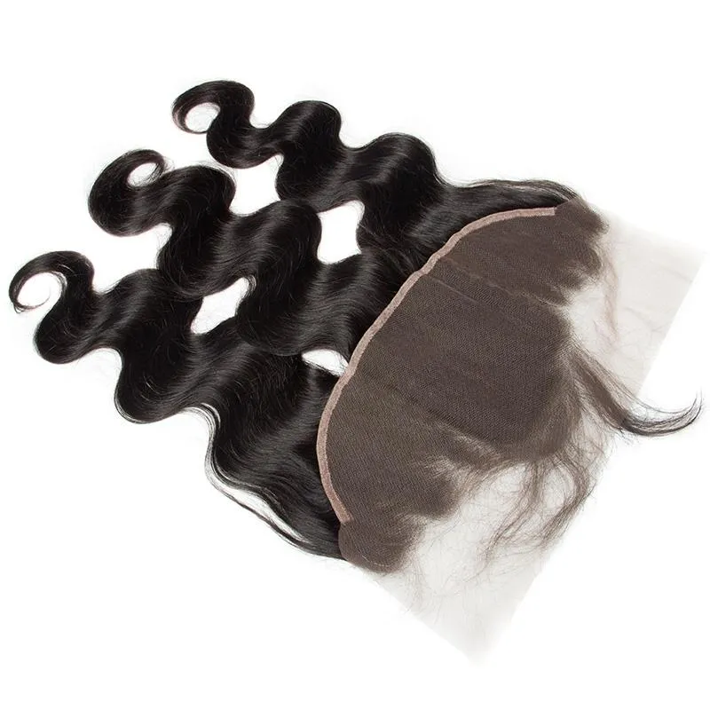 Modern Show Pre Plucked HD Transparent 13x6 Lace Frontal Closure With Baby Hair Black Peruvian Remy Human Hair Body Wave Frontal