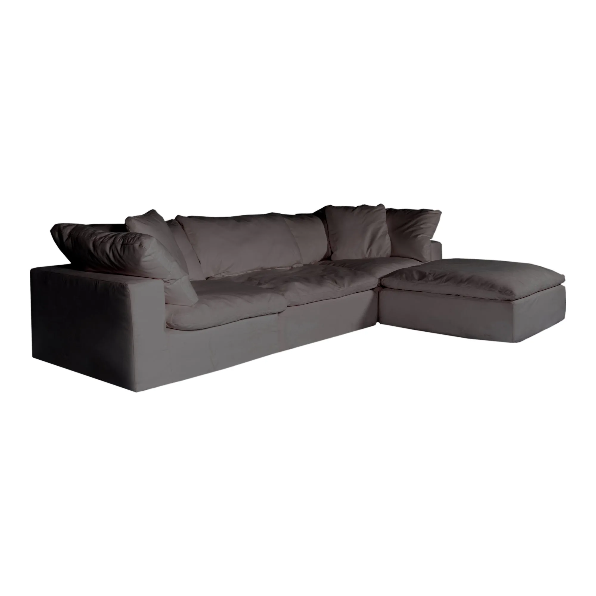 Moe's Home Collection Clay Lounge Modular Sectional ~ Light Grey LiveSmart Performance Fabric