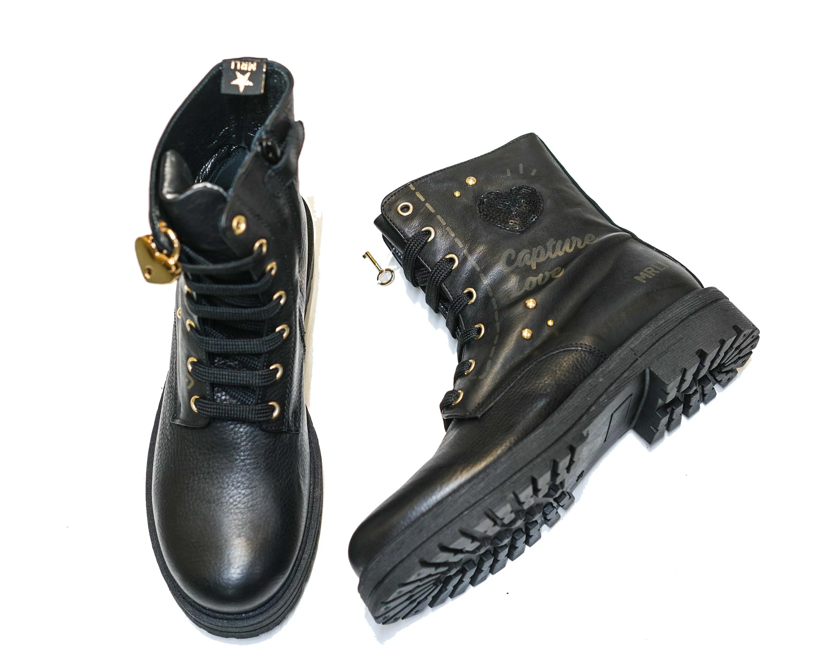 Morelli Women's Black Heart Lace Up Boot 50618