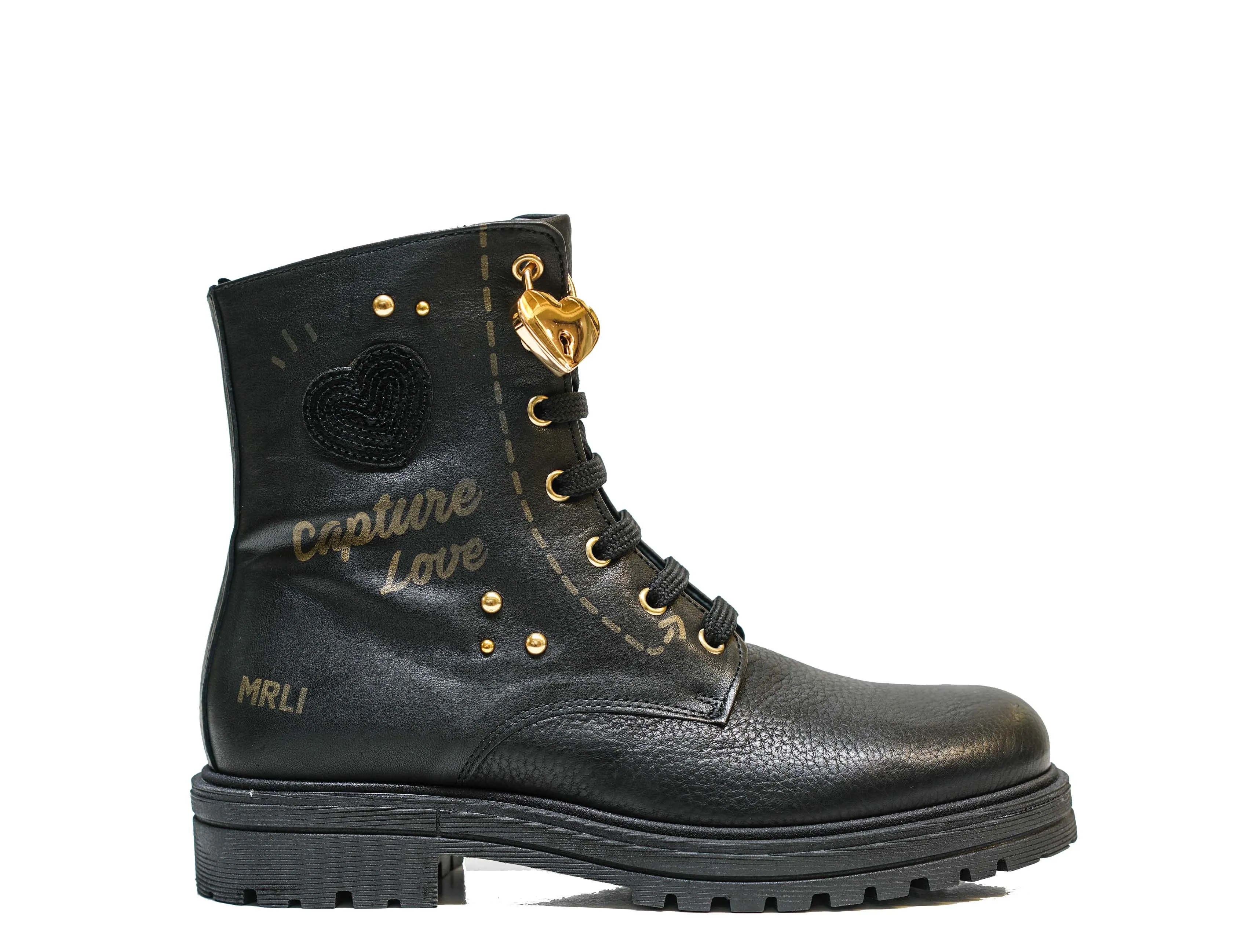 Morelli Women's Black Heart Lace Up Boot 50618