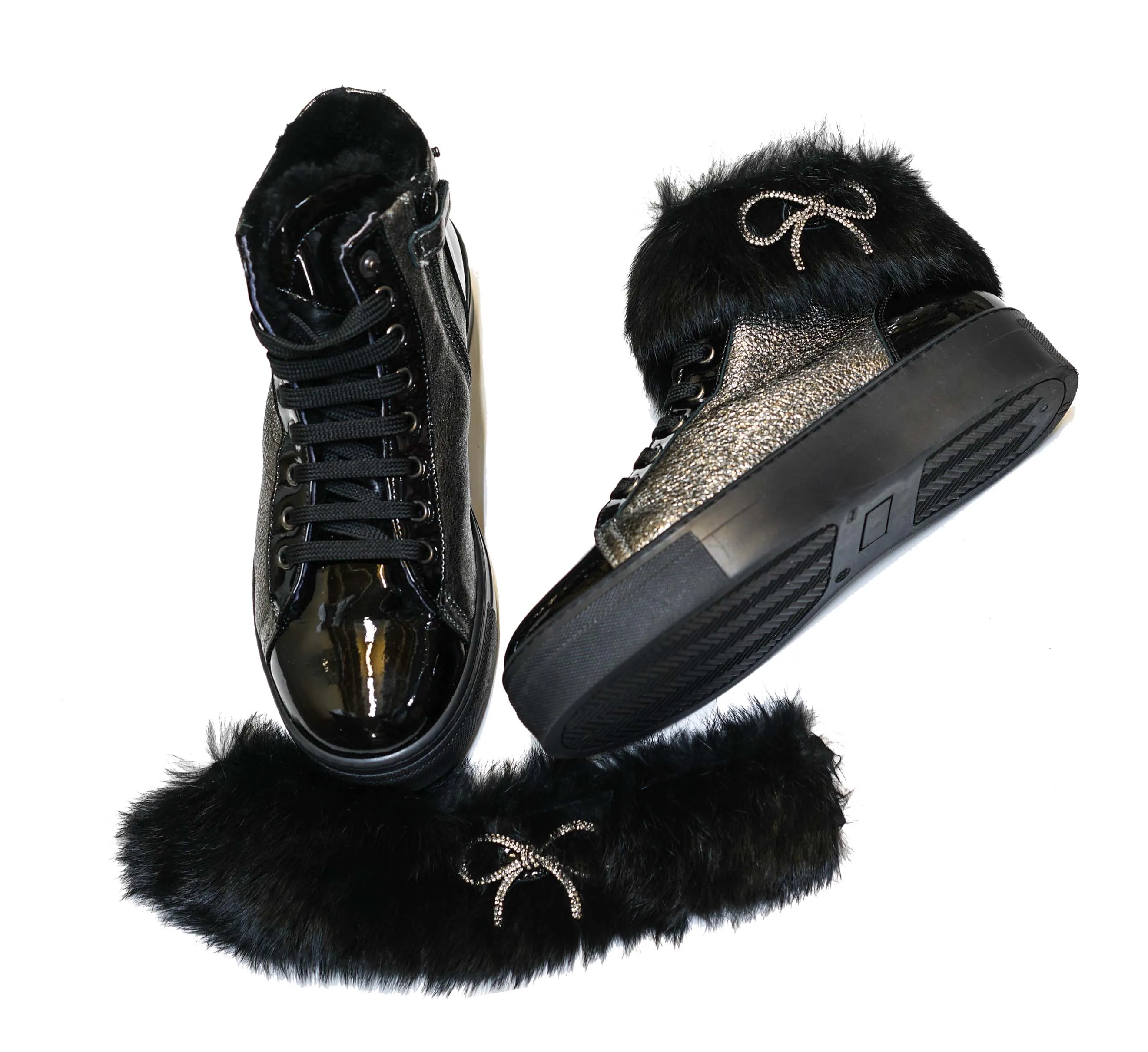 Morelli Women's Black Lace Up Glitter Boot 50522  40% OFF